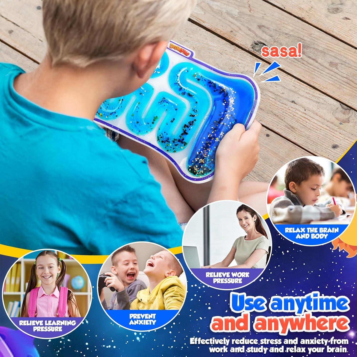 Juguete Sensible Squishy Demilong Glitter Gush Azul 20cm