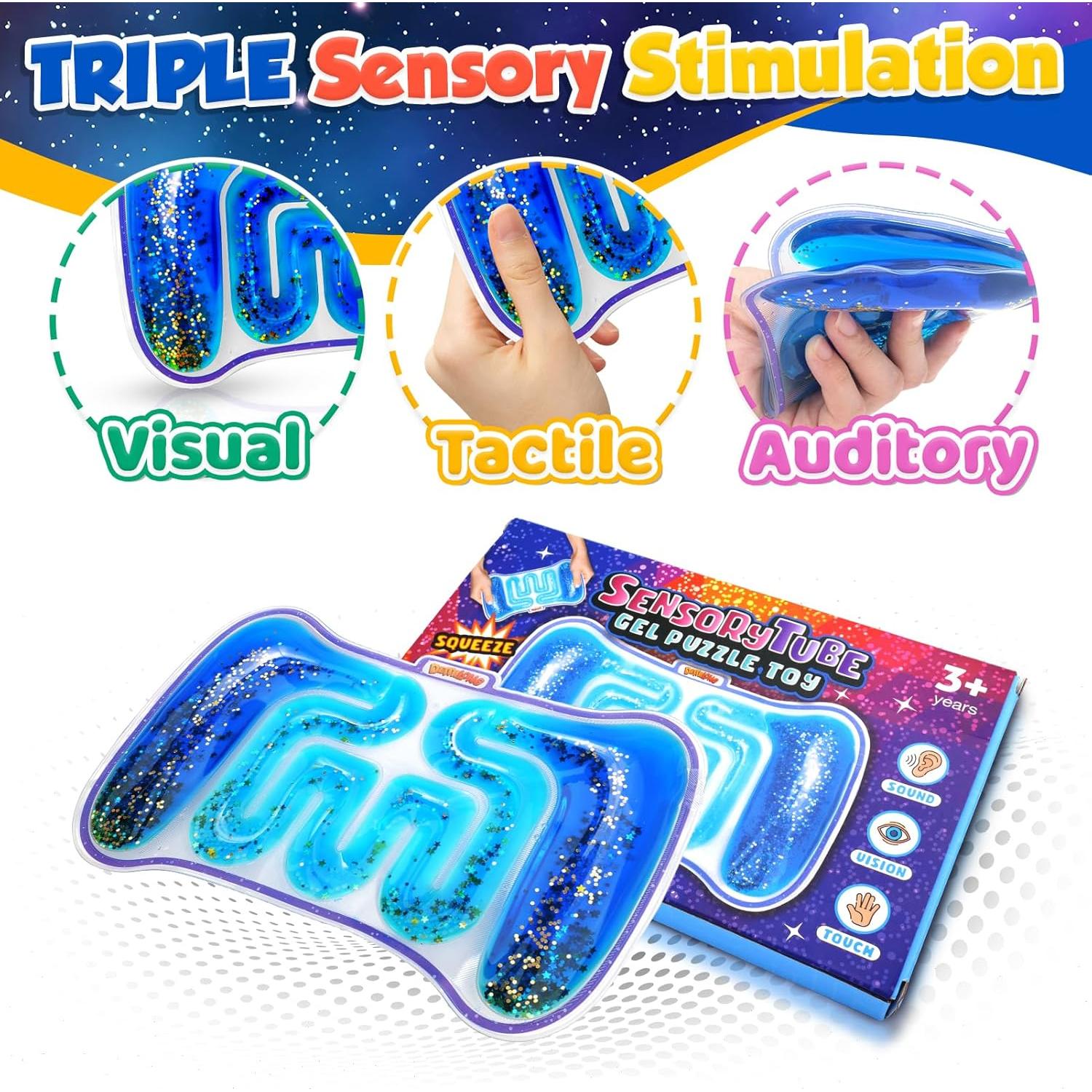 Juguete Sensible Squishy Demilong Glitter Gush Azul 20cm