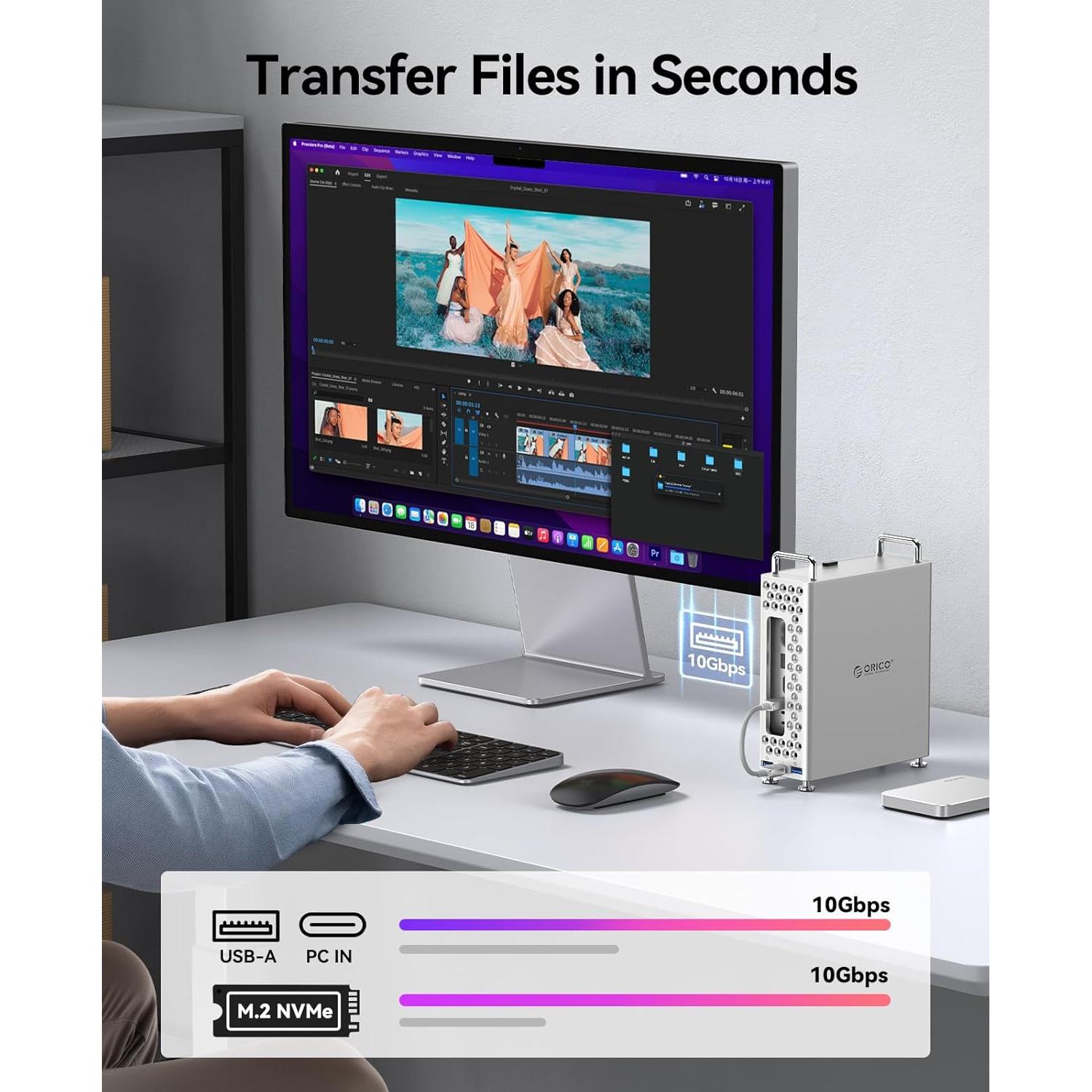 Soporte de Acero ORICO para Mac mini M4, Hub USB-C 5-en-1