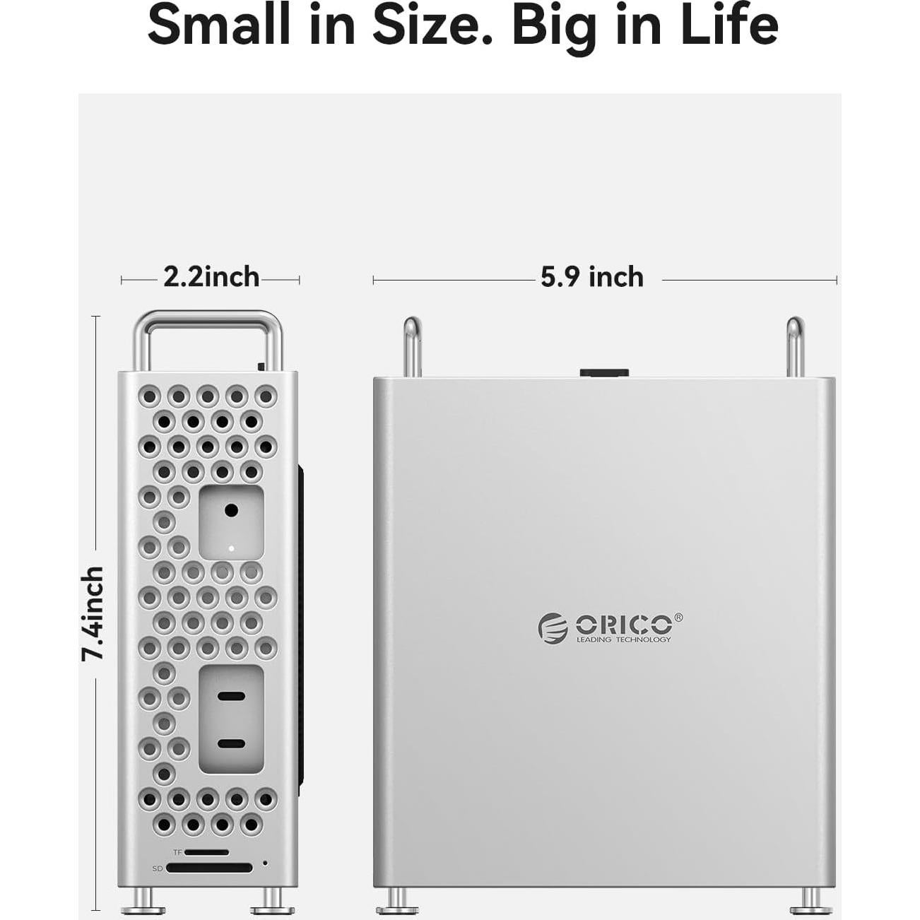 Soporte de Acero ORICO para Mac mini M4, Hub USB-C 5-en-1