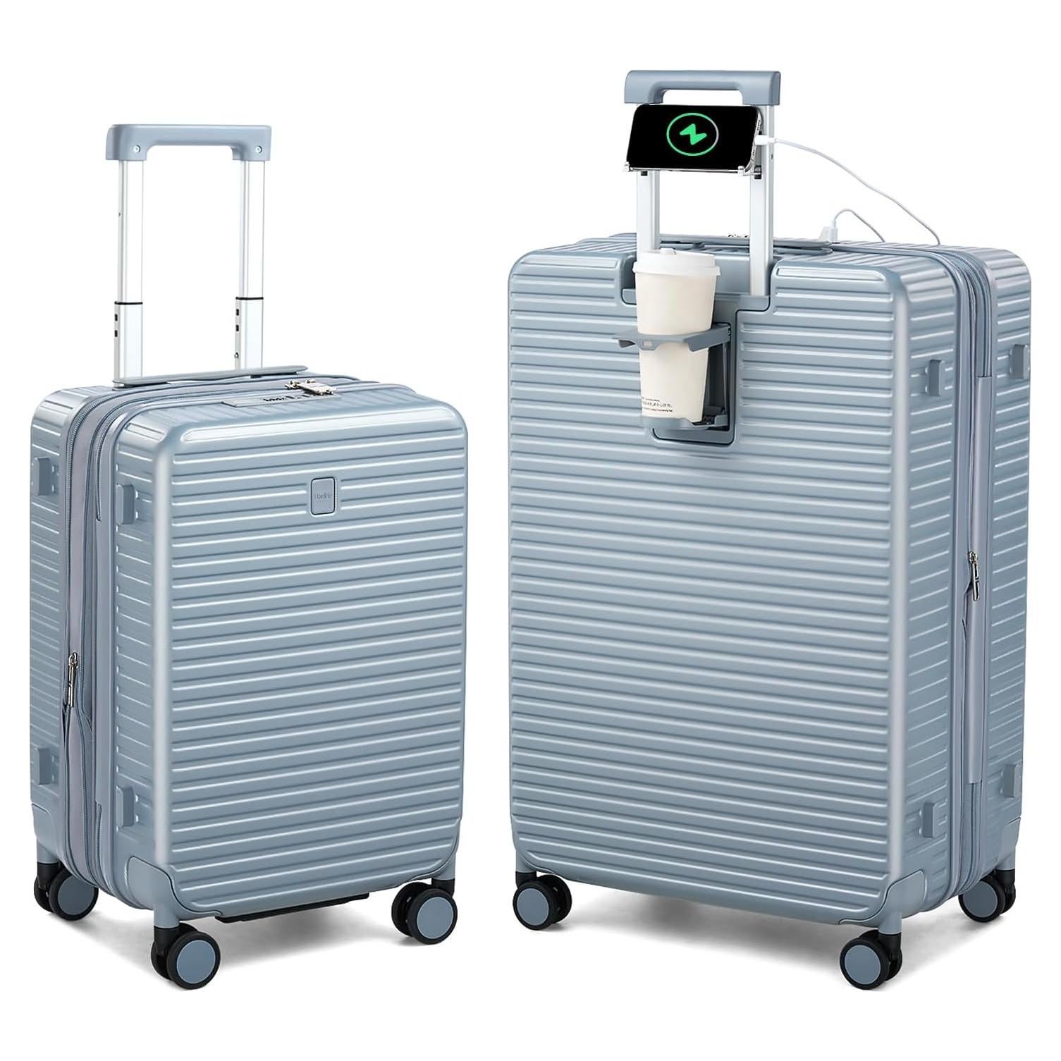 Conjunto de Equipaje Expandible HanTrip 2 Piezas Plata 20/28"