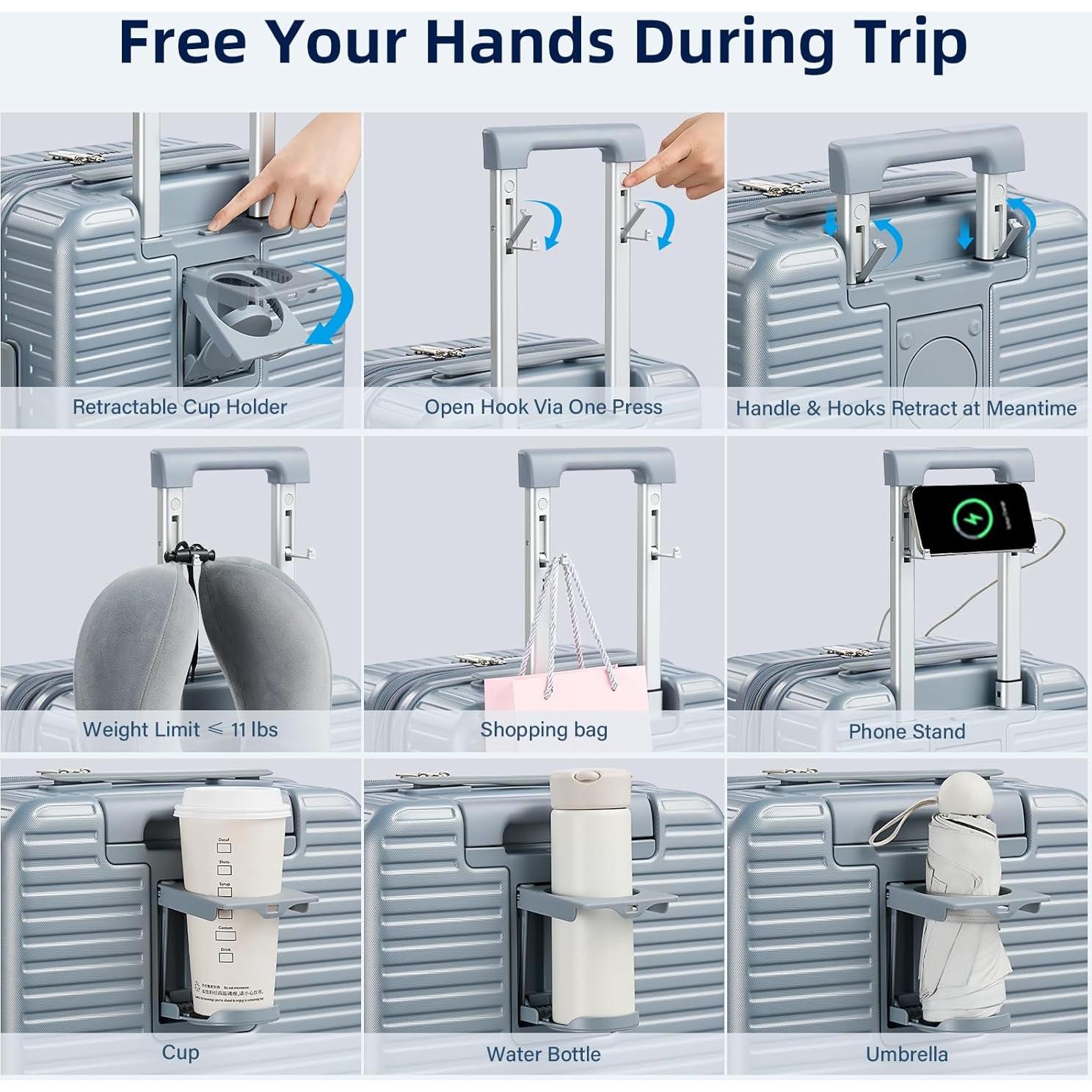 Conjunto de Equipaje Expandible HanTrip 2 Piezas Plata 20/28"