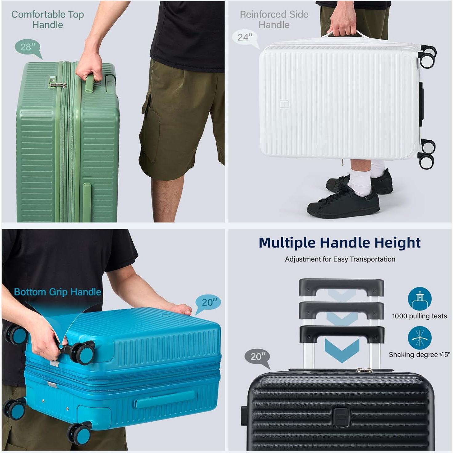 Conjunto de Equipaje Expandible HanTrip 2 Piezas Plata 20/28"