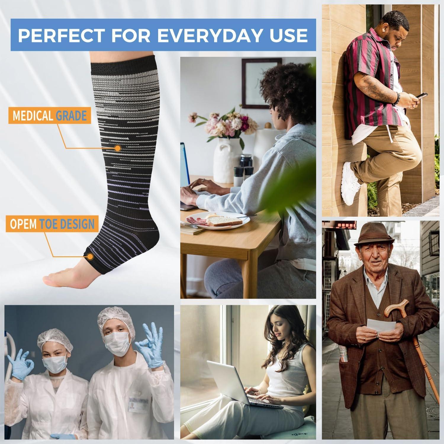 Calcetines de Compresión Abiertos Unisex 15-20 mmHg - 3 Pares