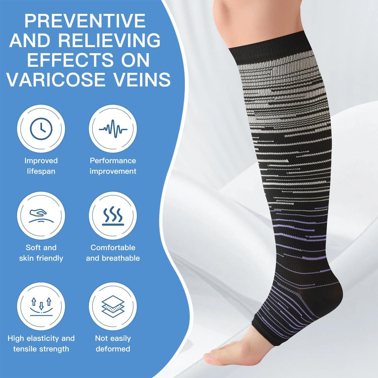 Calcetines de Compresión Abiertos Unisex 15-20 mmHg - 3 Pares