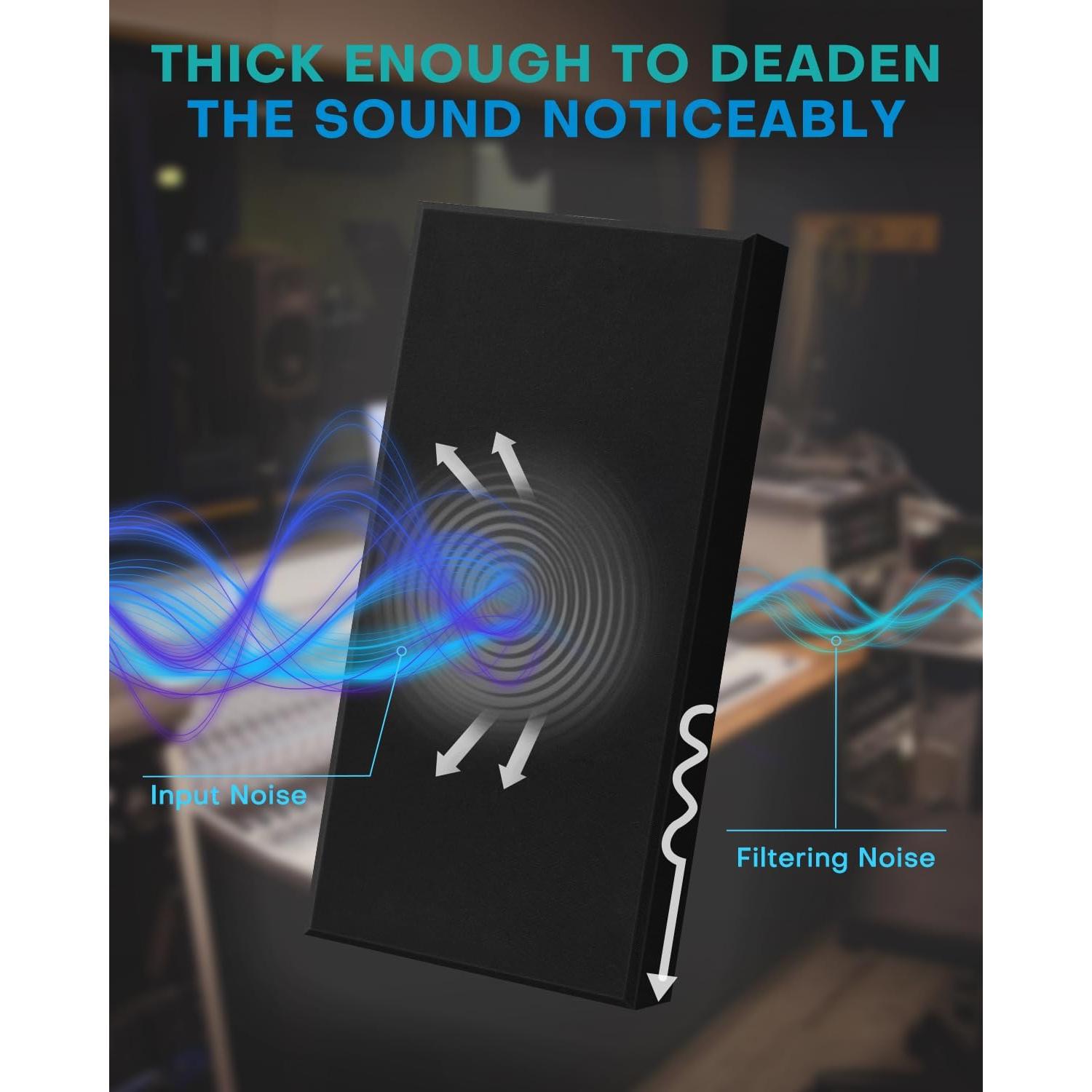 Paquete de 4 Paneles Acústicos Autoadhesivos 60x30cm Negro