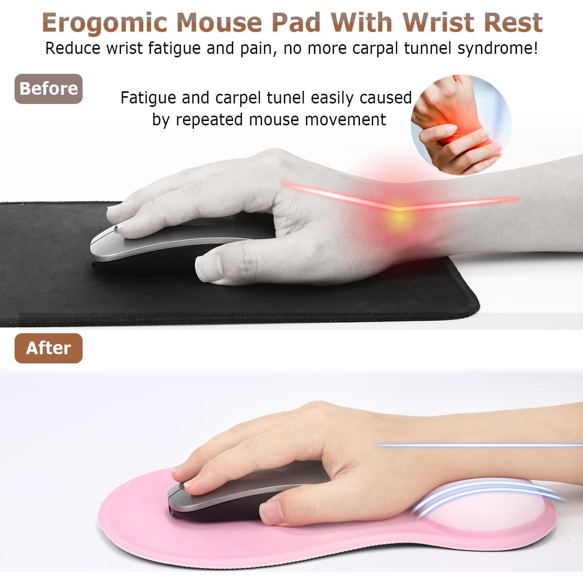 Almohadilla de Muñeca Ergonómica ABRONDA Rosa con Gel