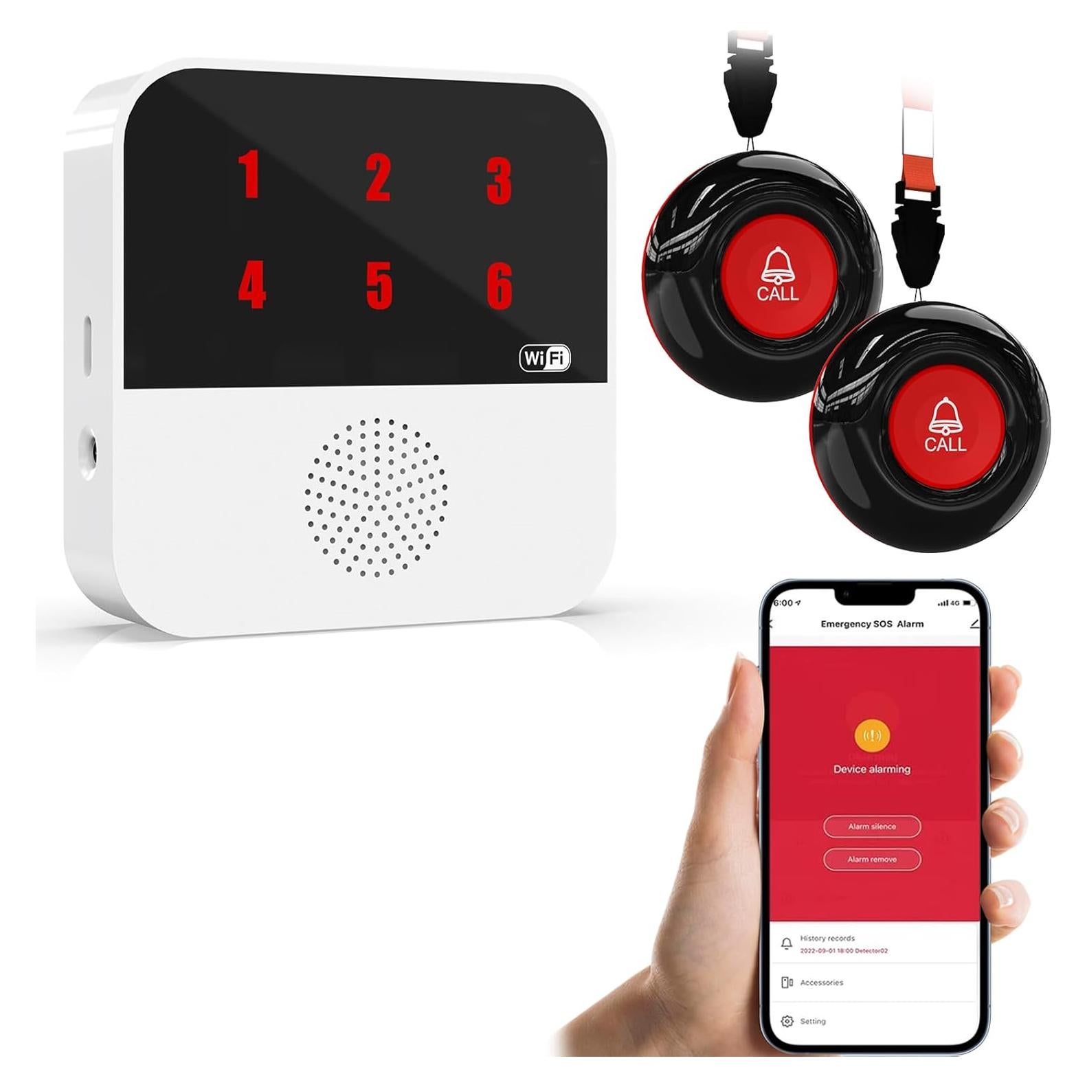 Sistema de Alerta Inalámbrico SanJie con 2 Botones y Receptor