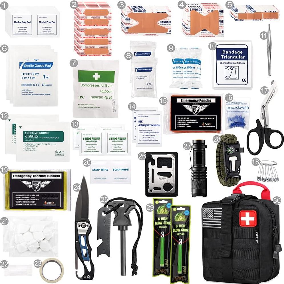 Kit de Primeros Auxilios de Supervivencia EVERLIT 250 Piezas