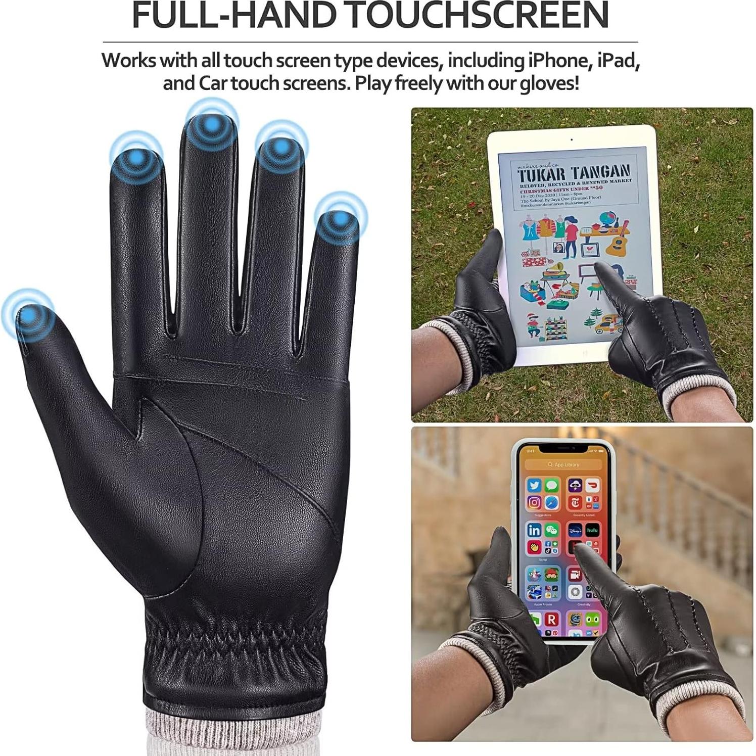 Guantes de Cuero para Hombre MAGILINK Táctiles Invierno