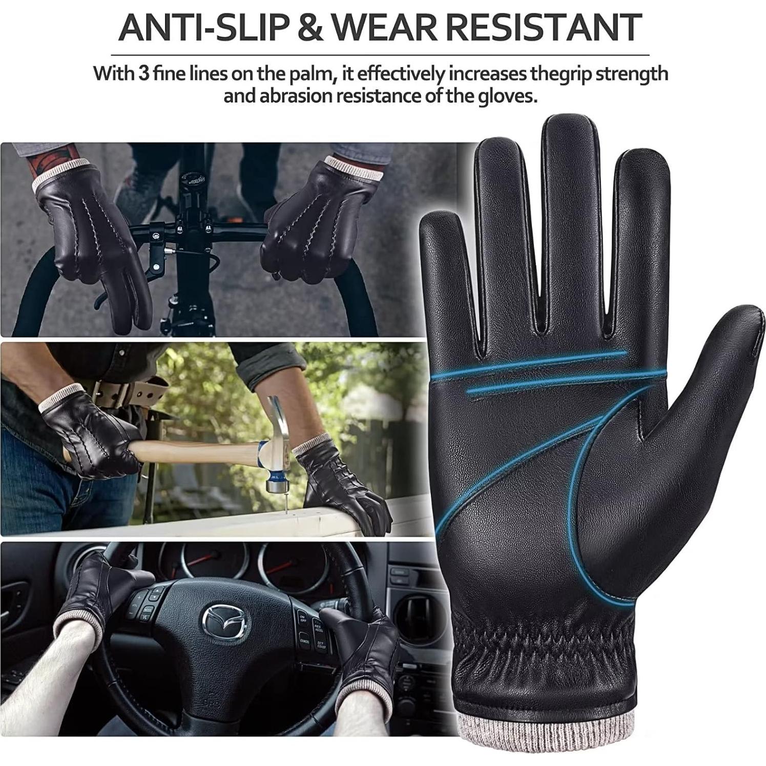 Guantes de Cuero para Hombre MAGILINK Táctiles Invierno