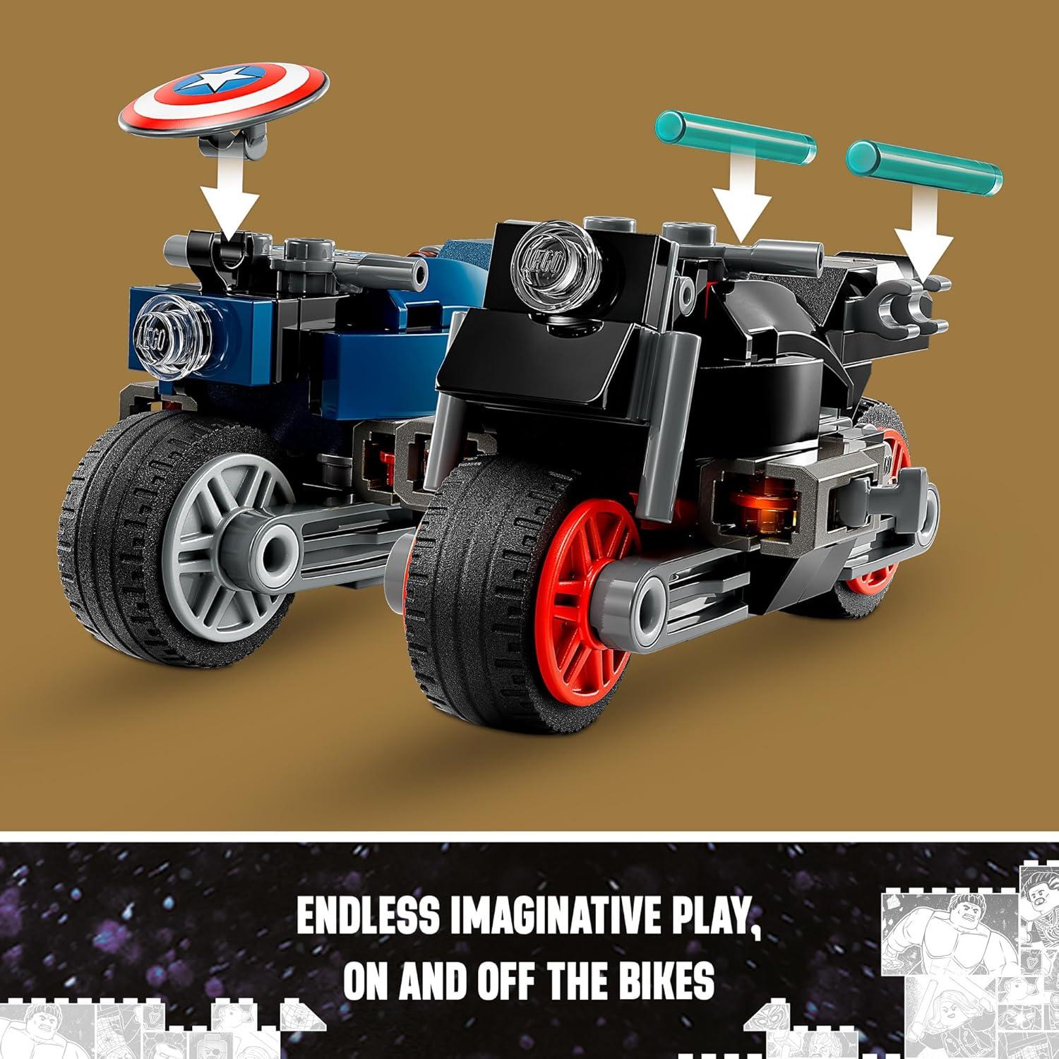 LEGO Marvel Motocicletas Viuda Negra y Capitán América 76260