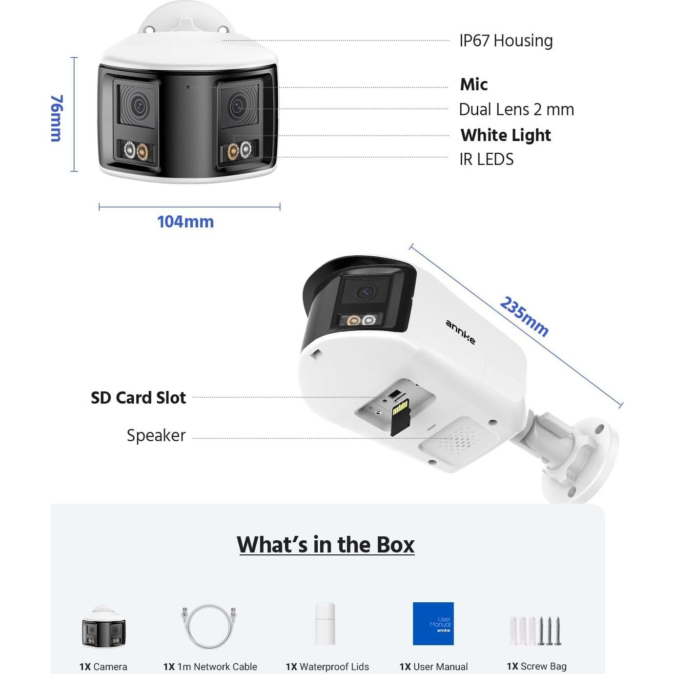 Cámara de Seguridad PoE ANNKE FCD800 4K 8MP Doble Lente 180°