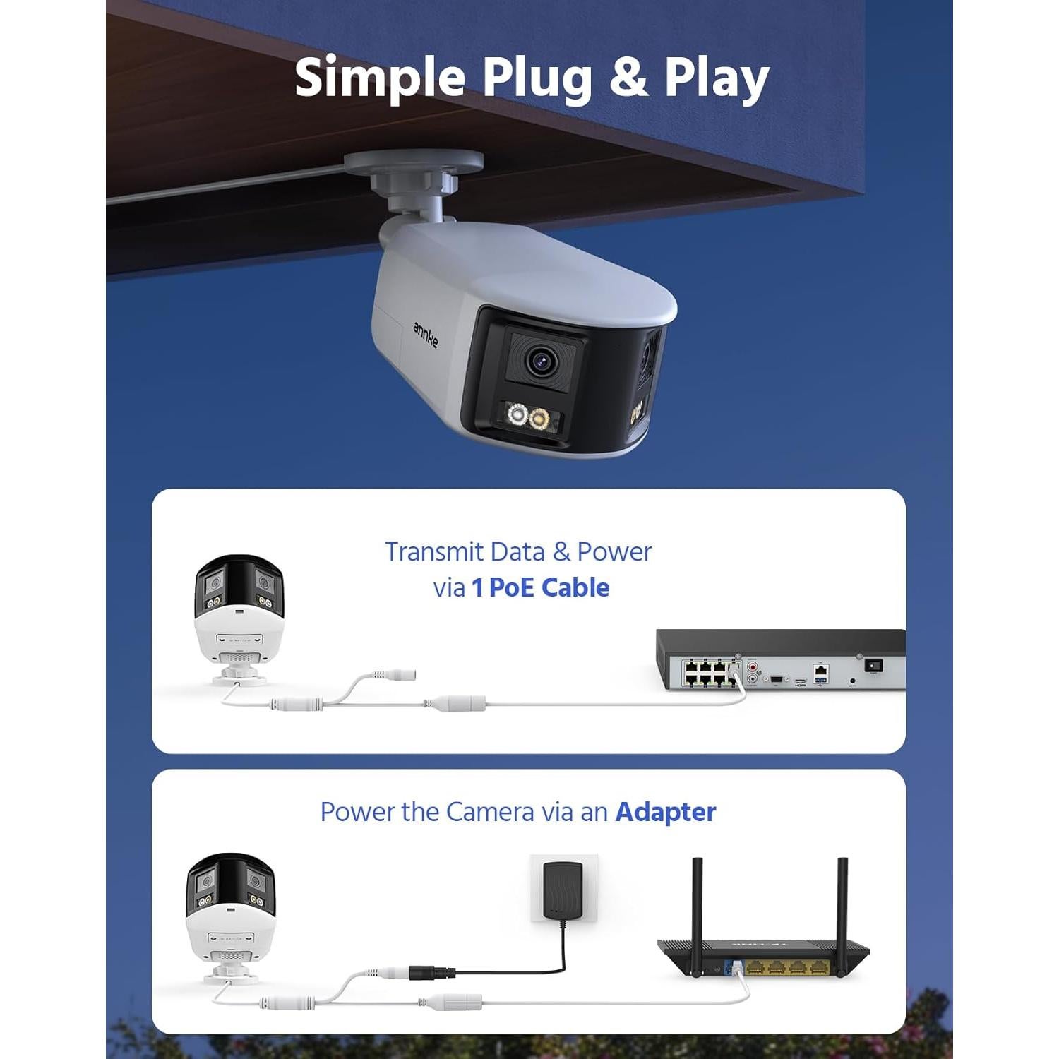 Cámara de Seguridad PoE ANNKE FCD800 4K 8MP Doble Lente 180°