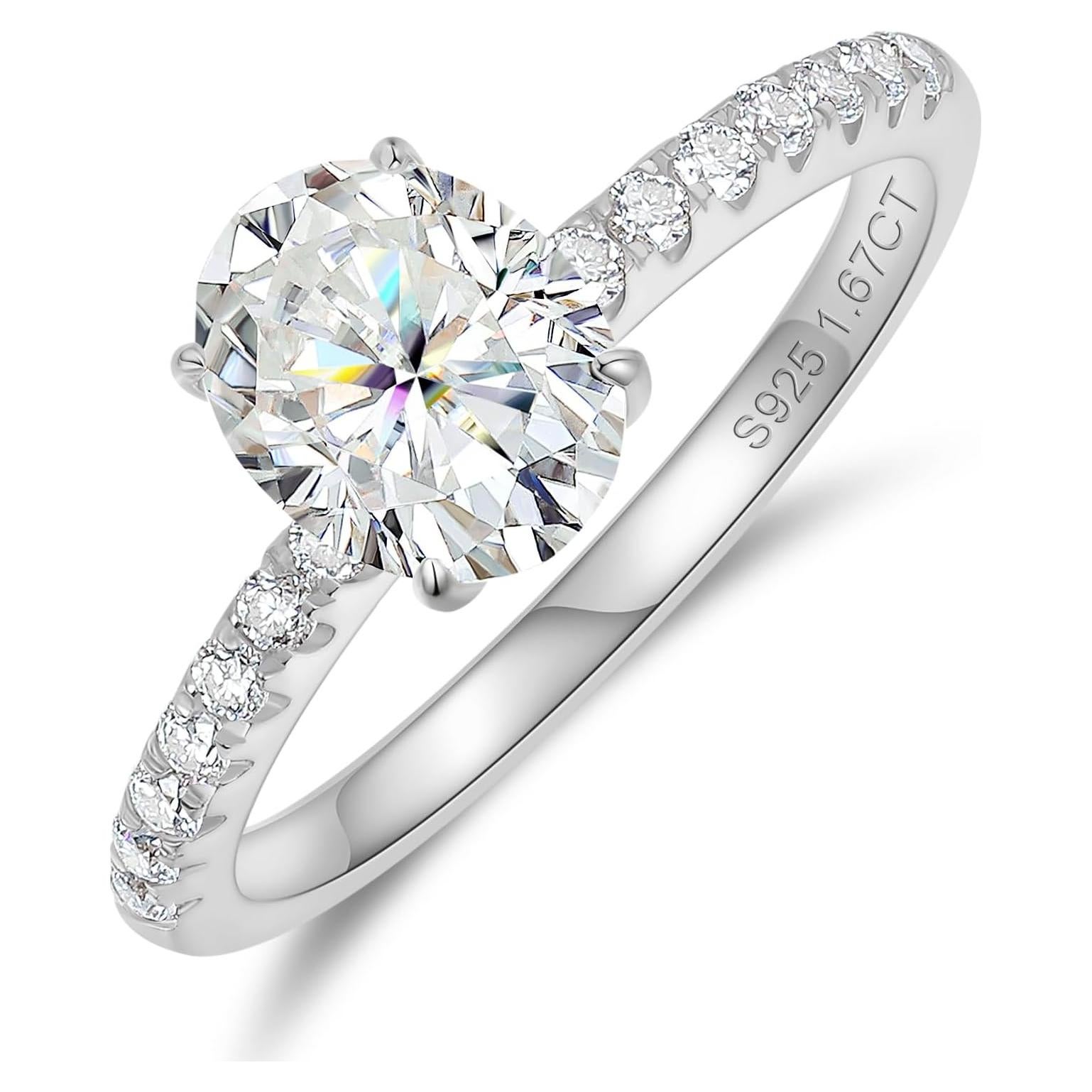 Anillo de Compromiso Moissanita Ovalado 2 Quilates Oro 18K