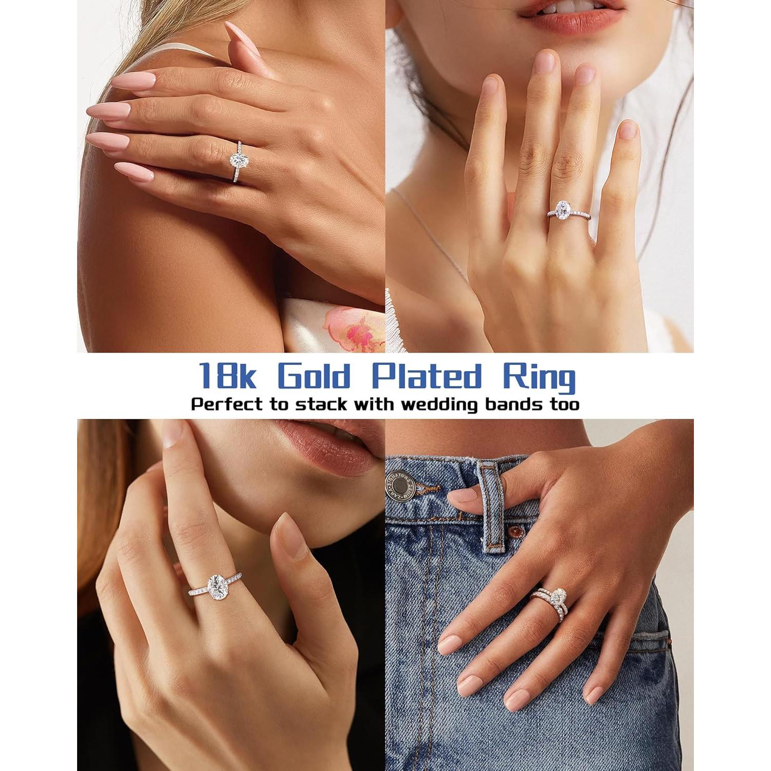 Anillo de Compromiso Moissanita Ovalado 2 Quilates Oro 18K