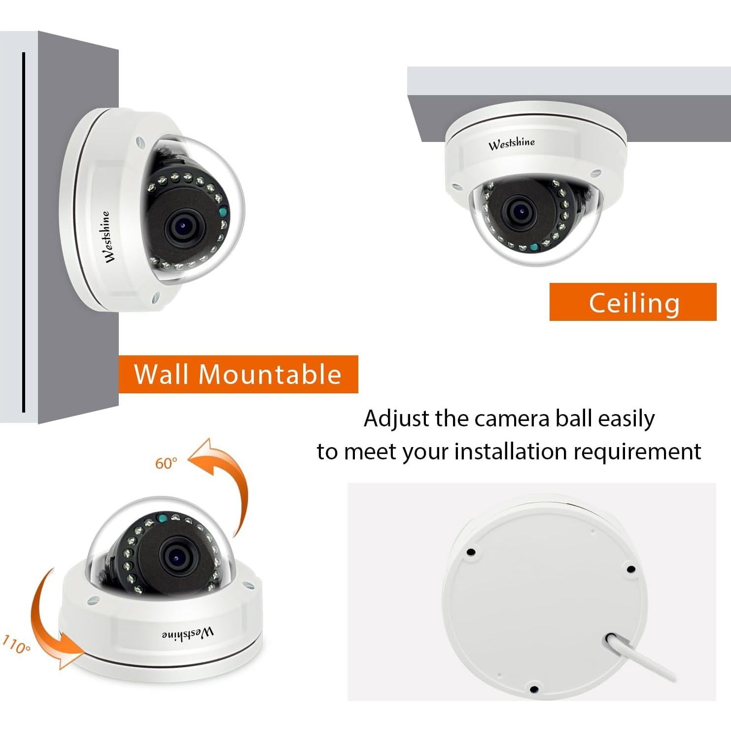 Cámara de Seguridad Dome 5MP Westshine con Lente 2.8mm IR