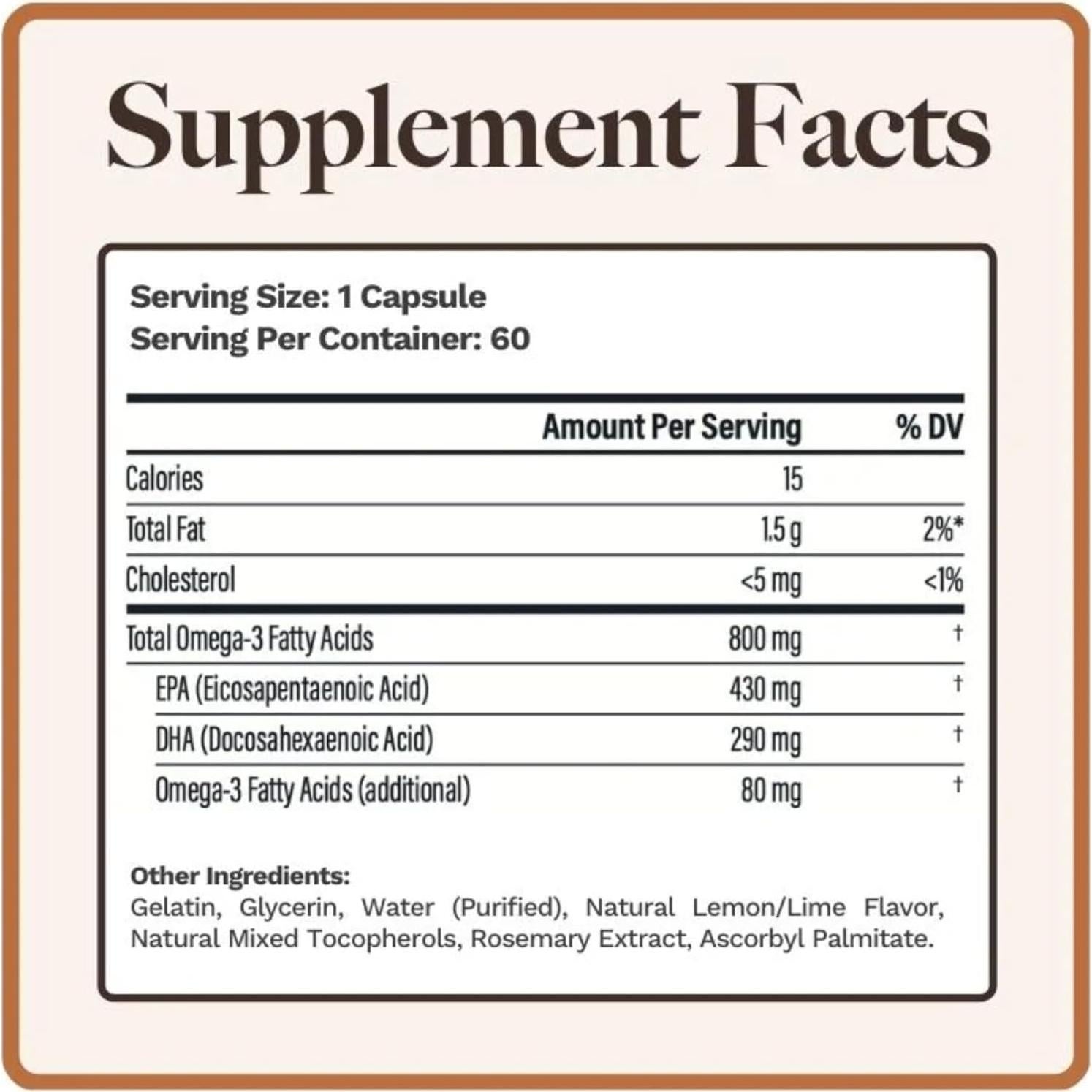 Aceite de Pescado Omega-3 Utzy Naturals 800 mg 60 Gelatinas