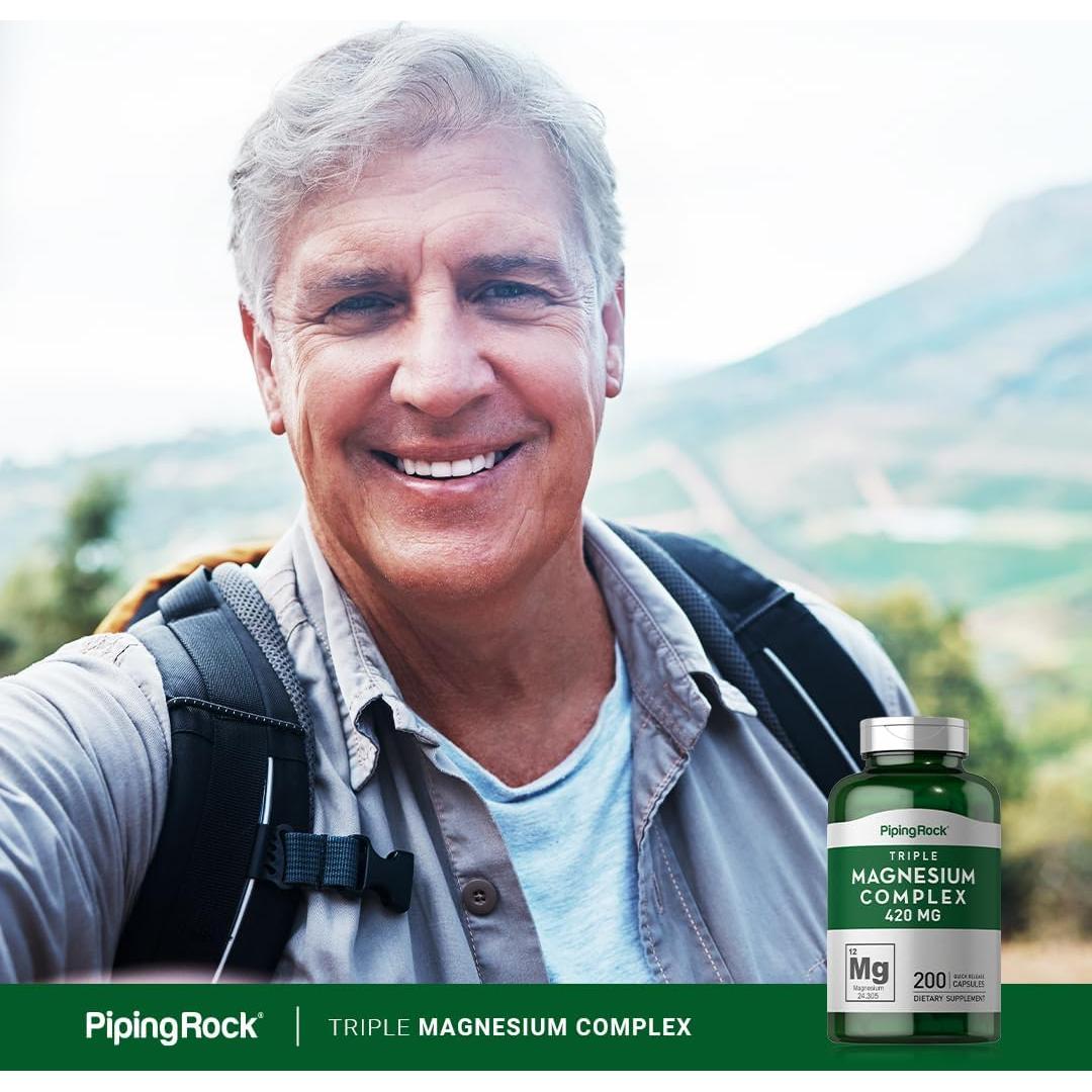 Complejo de Magnesio Triple Piping Rock 420 mg 200 Cápsulas
