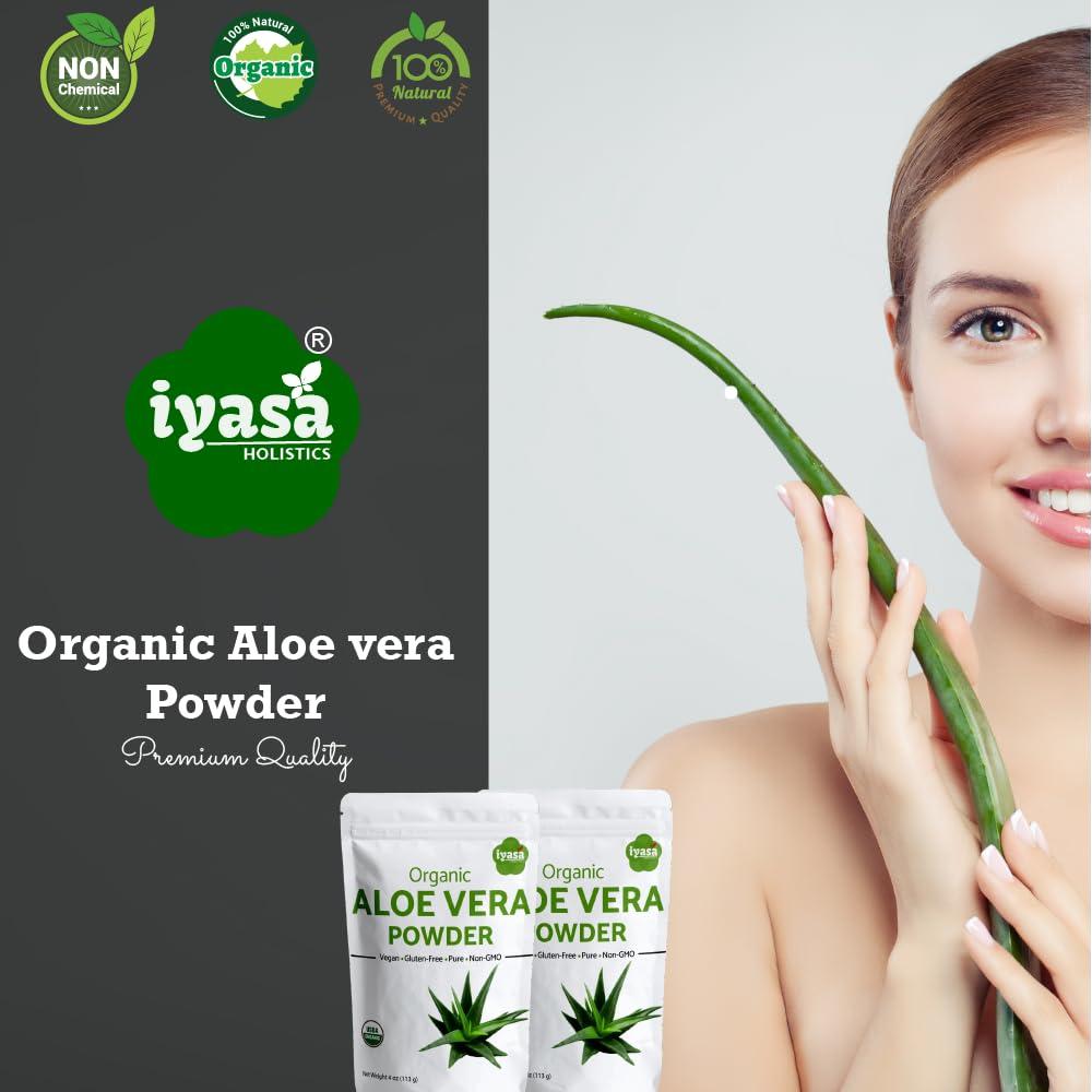Polvo de Aloe Vera Orgánico Iyasa 113.4 g - Hidratante Natural