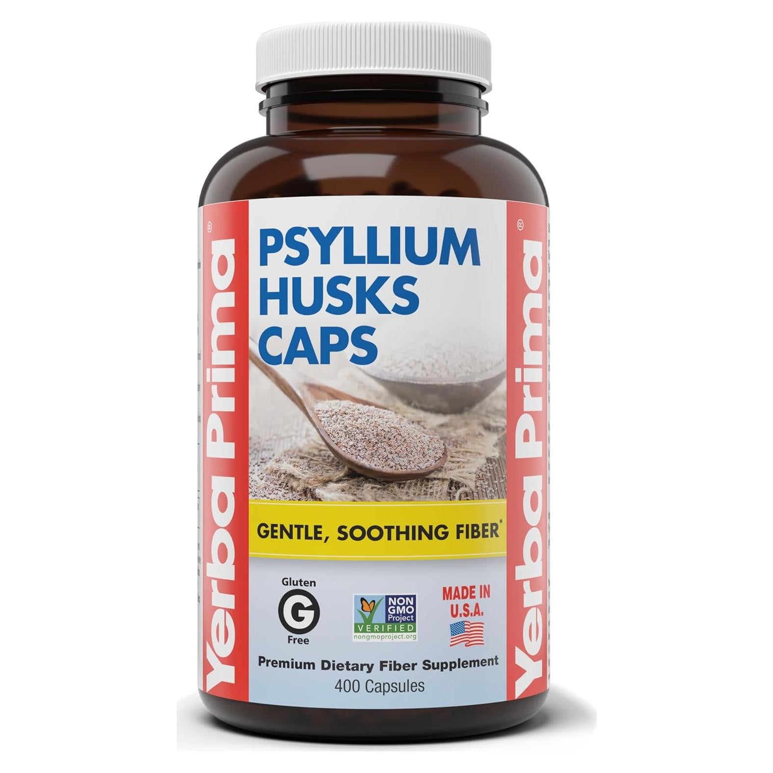 Yerba Prima Psyllium Husks 625 mg 400 Cápsulas - Fibra Natural