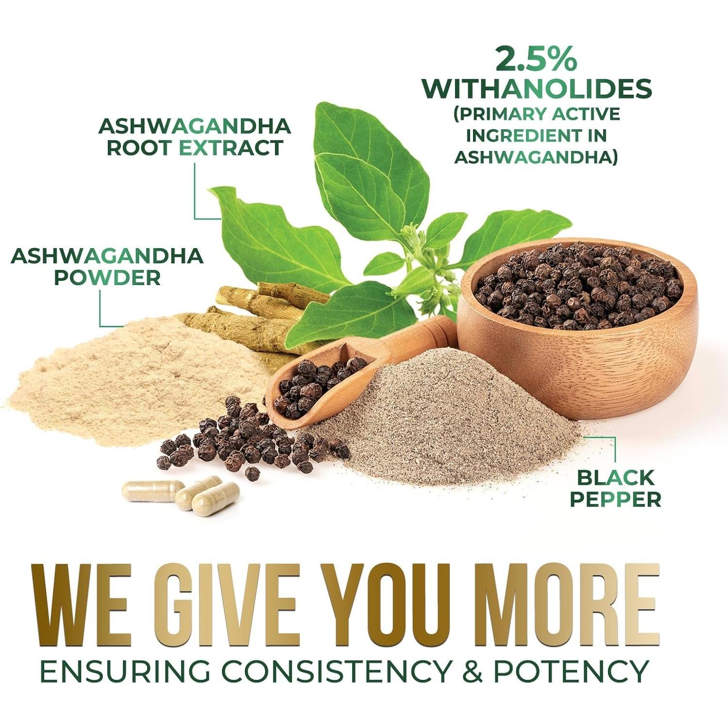 Suplemento de Ashwagandha Nature's Nutrition 2100mg - 60 Cápsulas Veganas