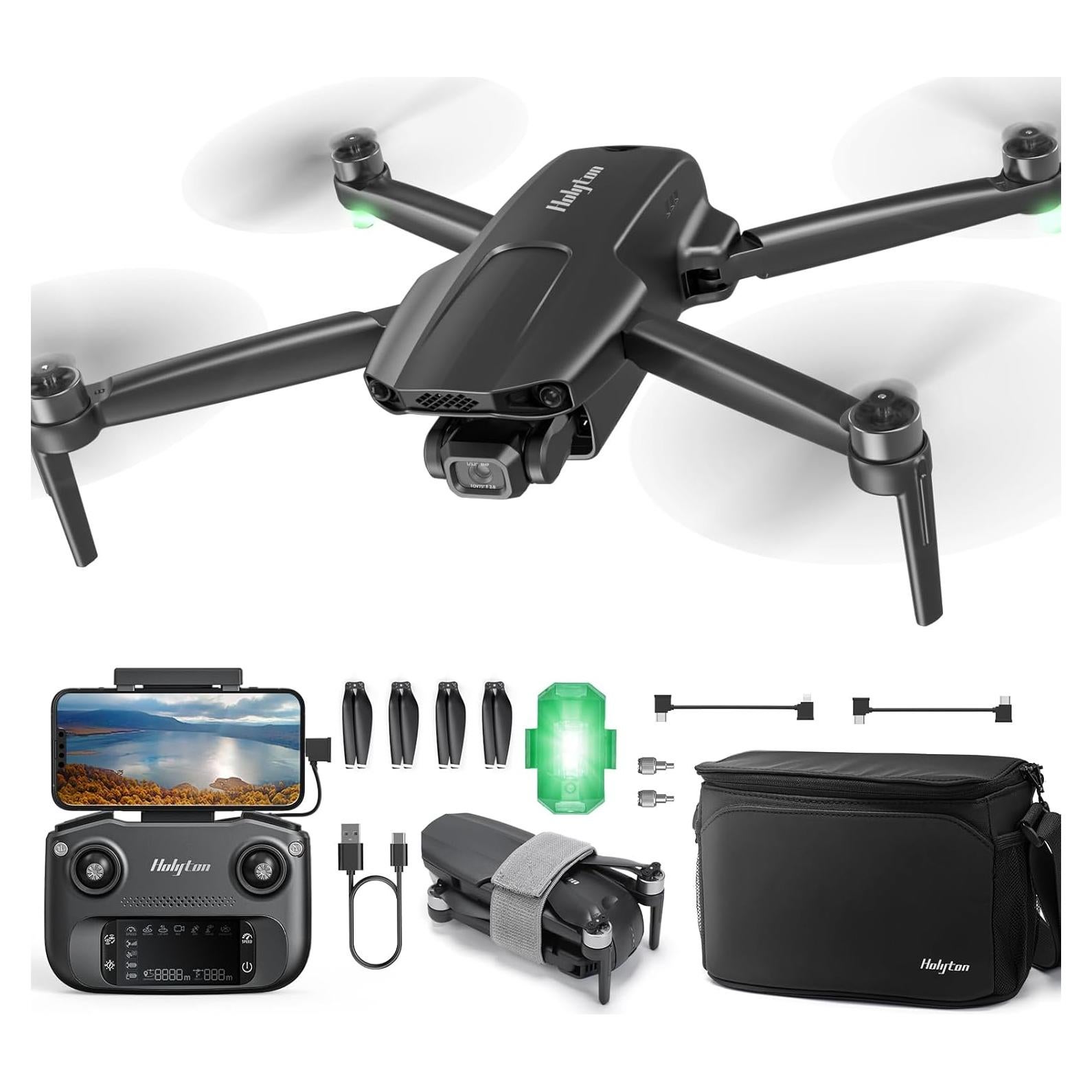 Holyton HT70 3 Axis Brushless Gimbal GPS Drones with Camera for Adults 4K; FAA Compliant FPV RC Quadcopter Drone with 4K/30FPS Video, 10000ft Range, QuickShot, Night Vision, Follow Me, Auto Return