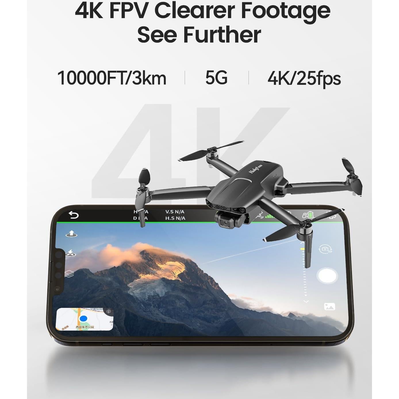 Holyton HT70 3 Axis Brushless Gimbal GPS Drones with Camera for Adults 4K; FAA Compliant FPV RC Quadcopter Drone with 4K/30FPS Video, 10000ft Range, QuickShot, Night Vision, Follow Me, Auto Return