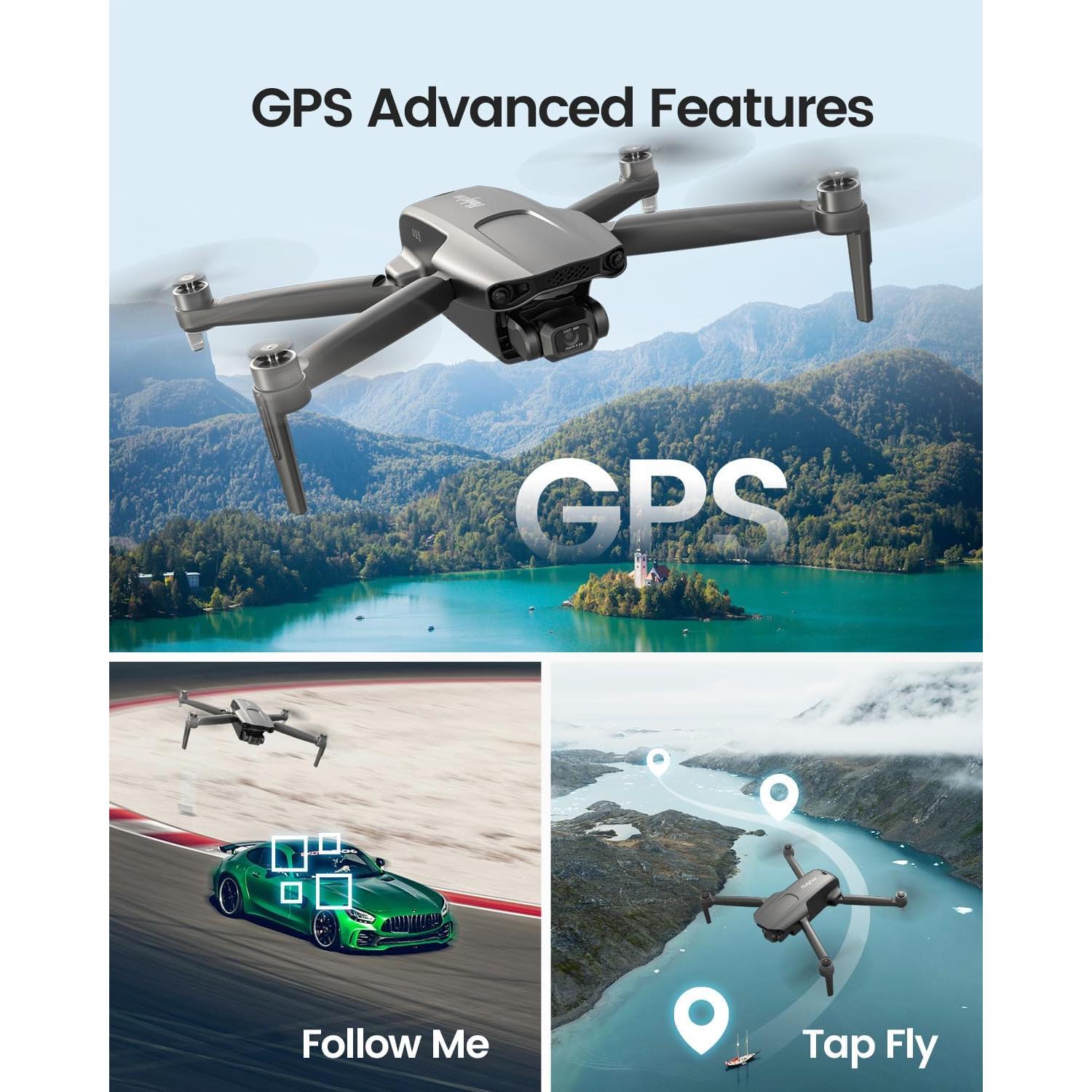 Holyton HT70 3 Axis Brushless Gimbal GPS Drones with Camera for Adults 4K; FAA Compliant FPV RC Quadcopter Drone with 4K/30FPS Video, 10000ft Range, QuickShot, Night Vision, Follow Me, Auto Return
