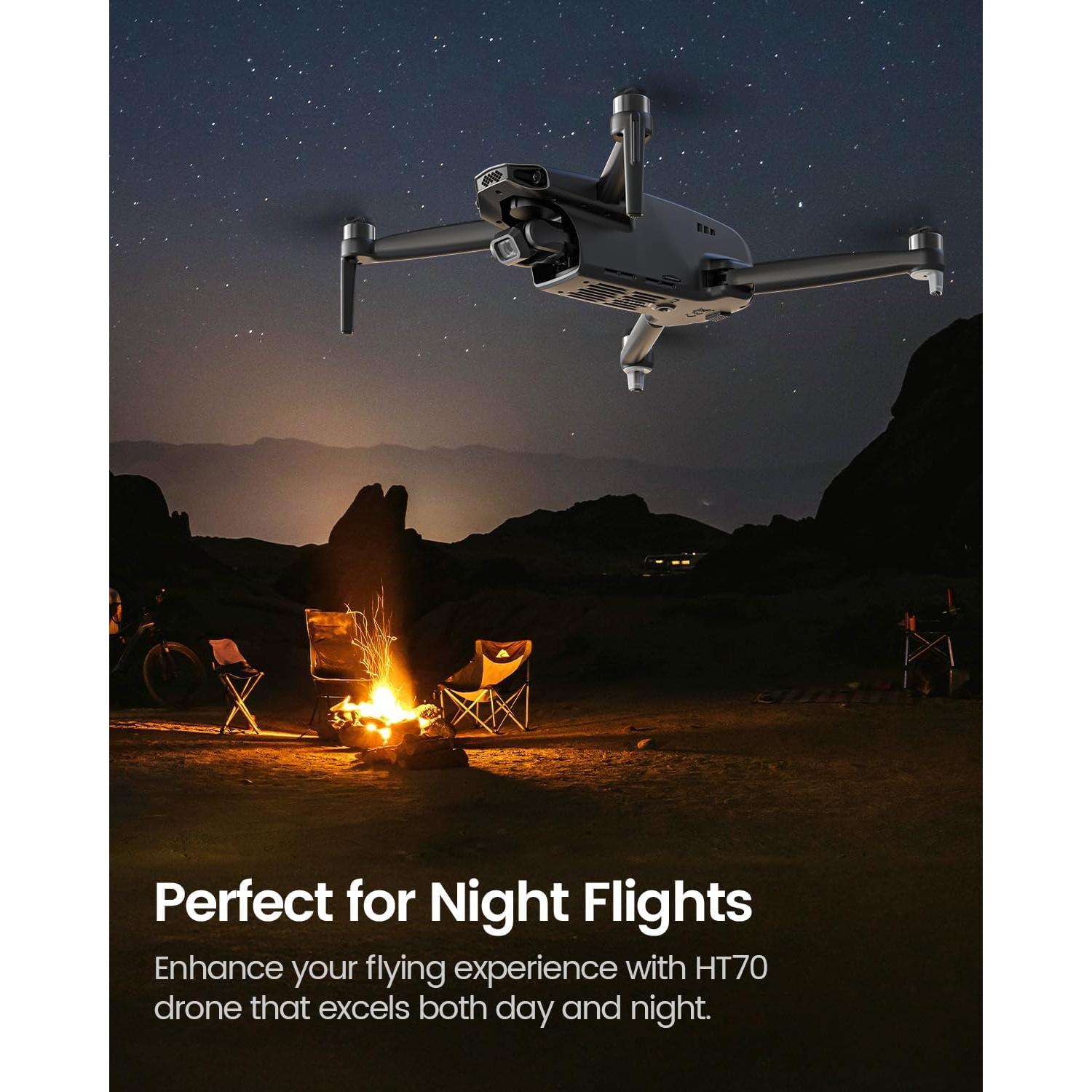 Holyton HT70 3 Axis Brushless Gimbal GPS Drones with Camera for Adults 4K; FAA Compliant FPV RC Quadcopter Drone with 4K/30FPS Video, 10000ft Range, QuickShot, Night Vision, Follow Me, Auto Return