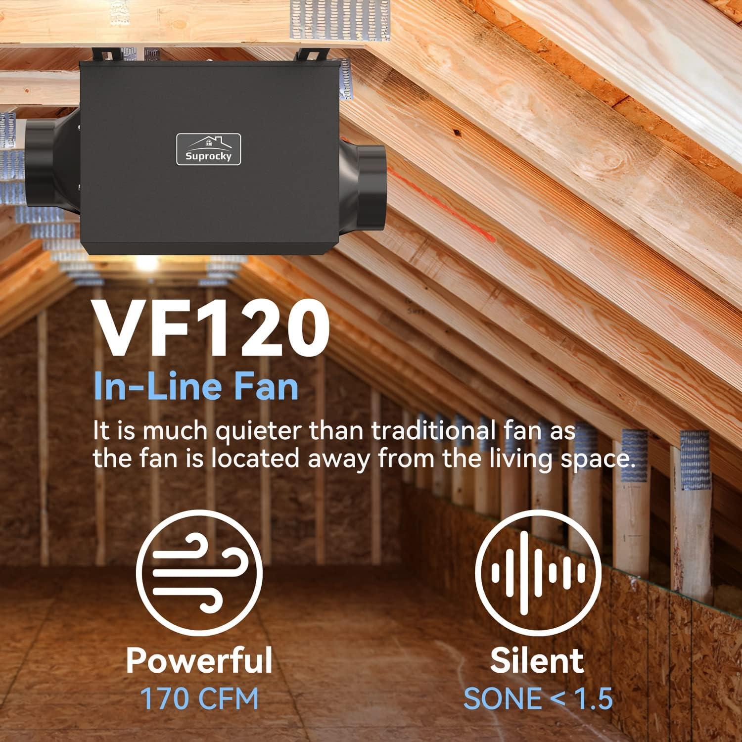 Ventilador de extracción SUPROCKY 170 CFM silencioso negro