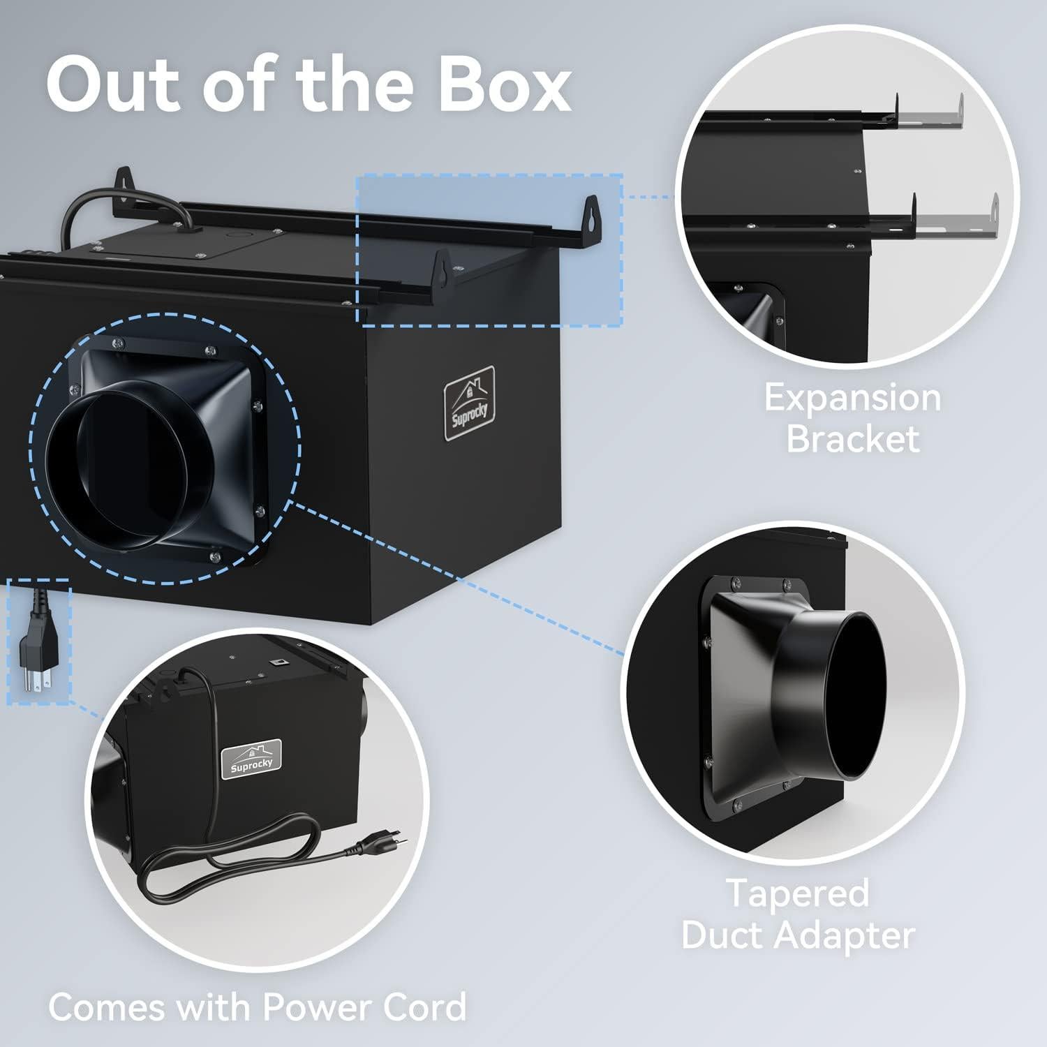 Ventilador de extracción SUPROCKY 170 CFM silencioso negro