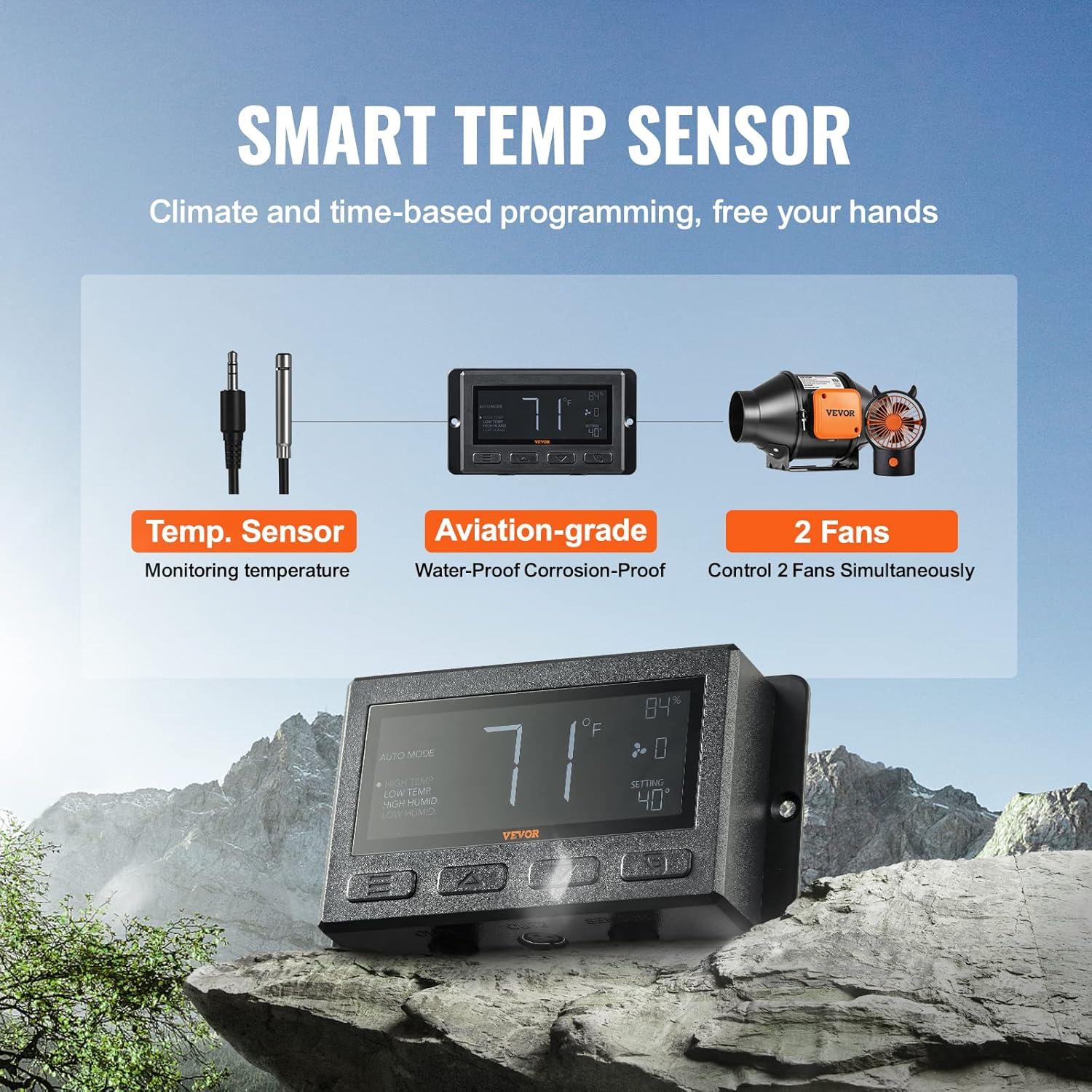 Ventilador de Conducto VEVOR 4" 205 CFM Silencioso con Controlador