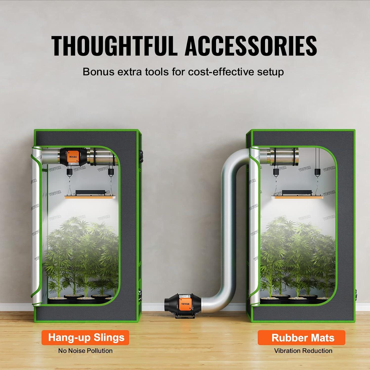 Ventilador de Conducto VEVOR 4" 205 CFM Silencioso con Controlador