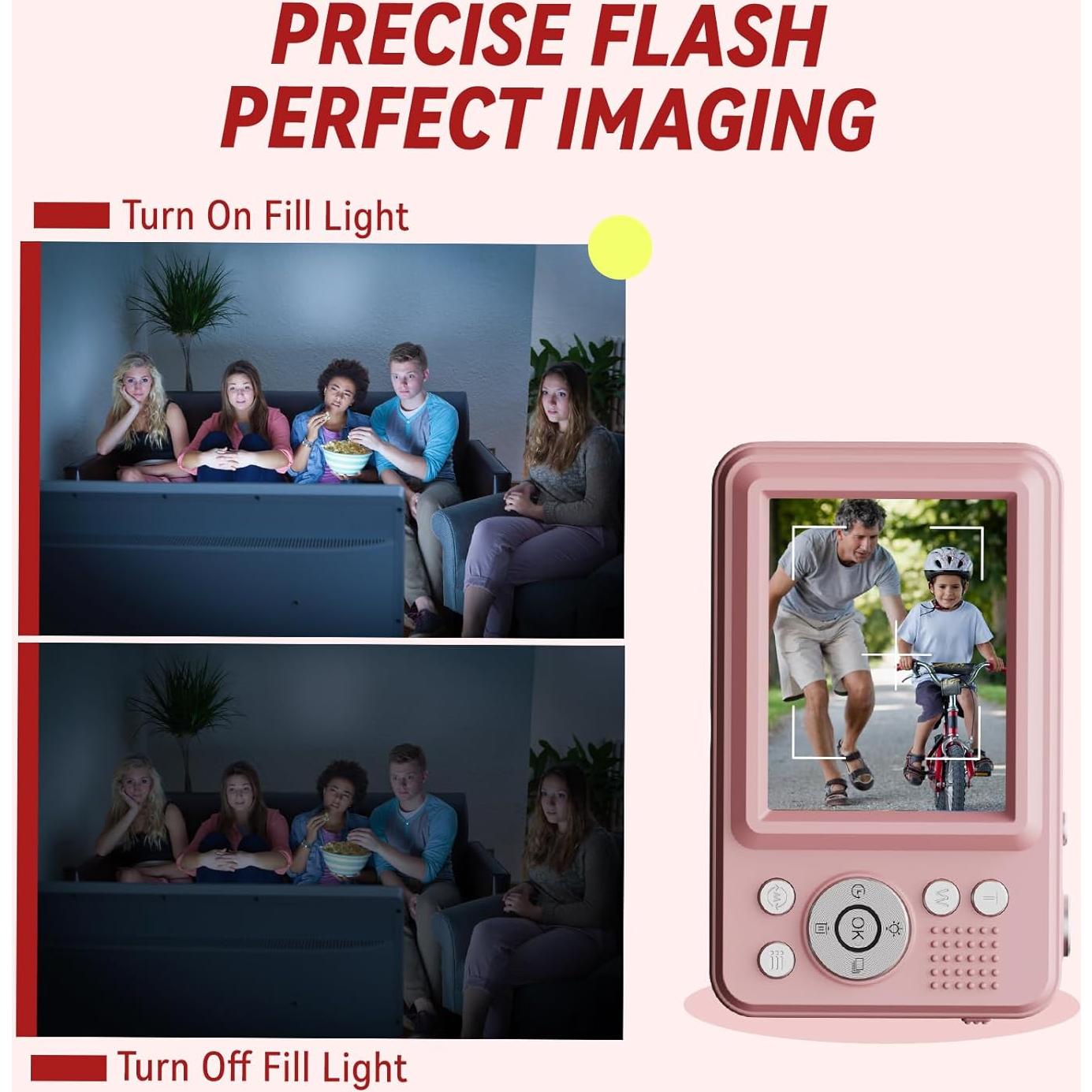 Cámara Digital Compacta Yehtreh K500 Rosa 48MP FHD 16X Zoom