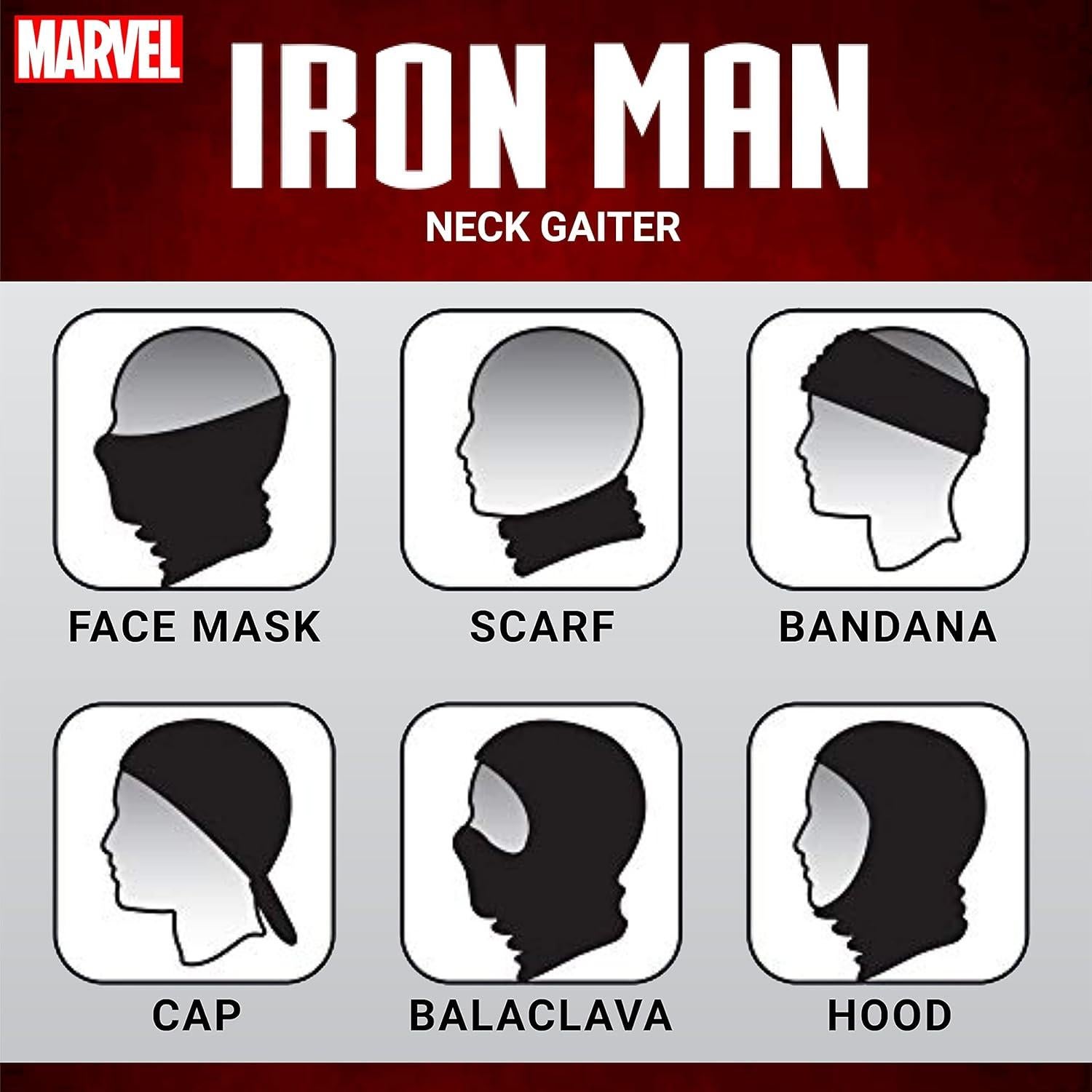 Bufanda Gaiter Cuello Marvel Iron Man Unisex Rojo