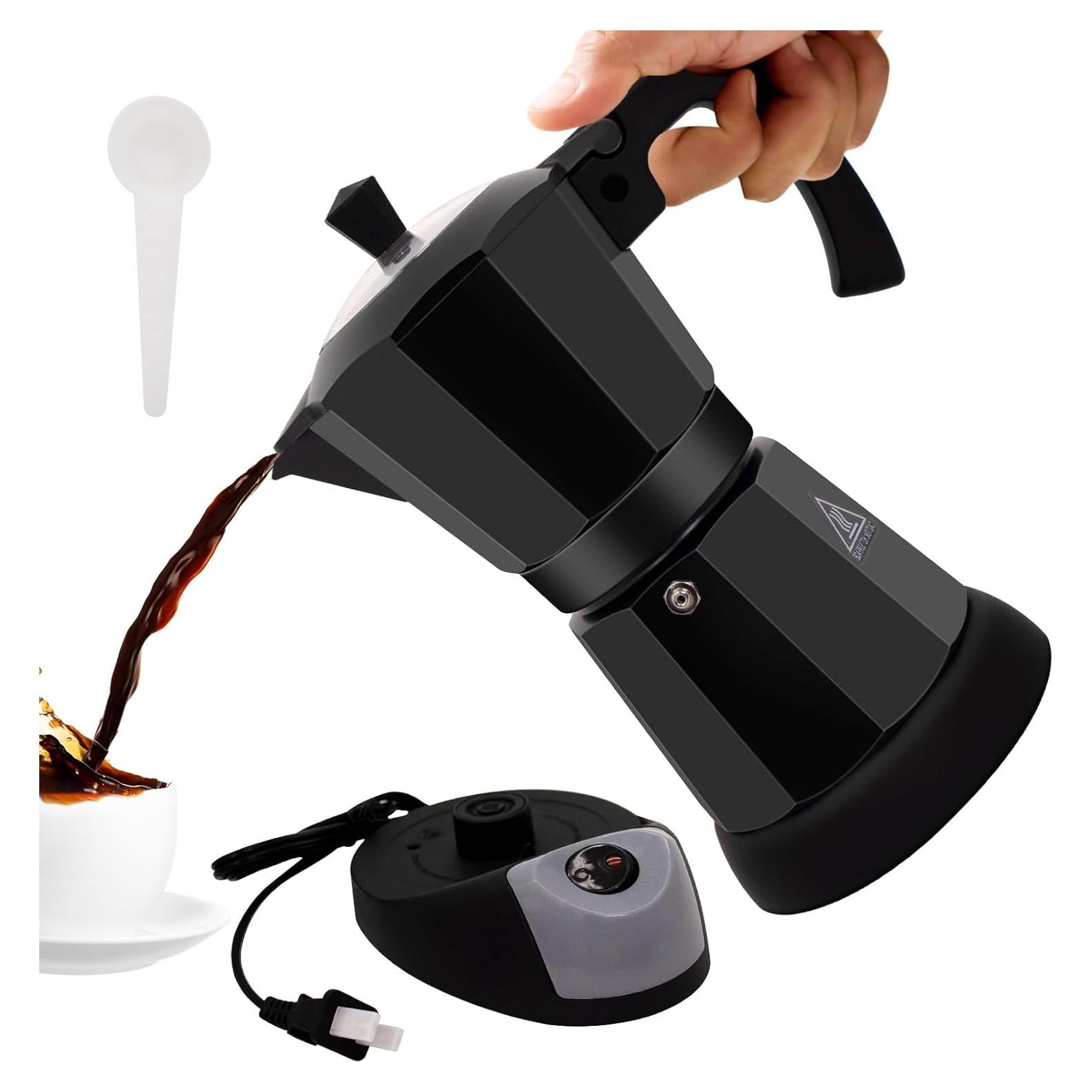 Cafetera Moka Eléctrica Vaolvpant 5-6 Tazas 270ml Negra