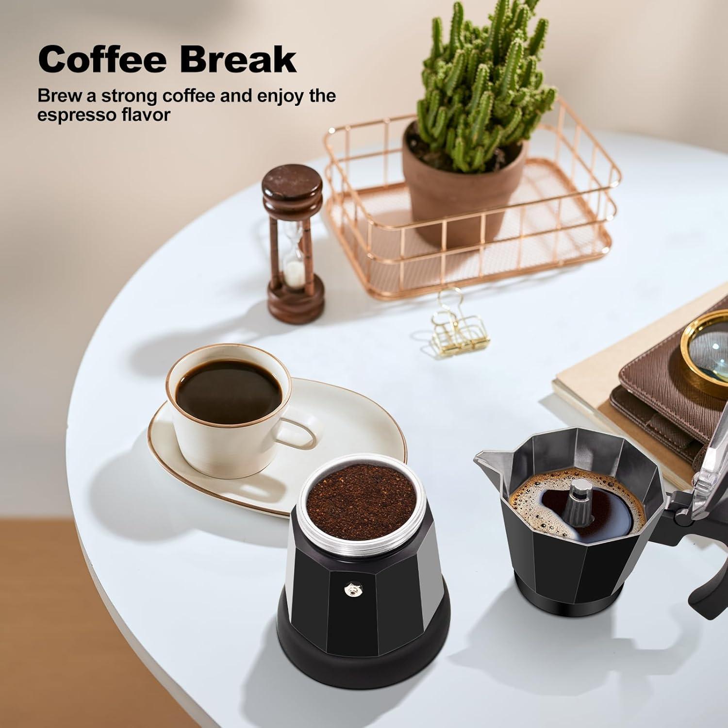 Cafetera Moka Eléctrica Vaolvpant 5-6 Tazas 270ml Negra