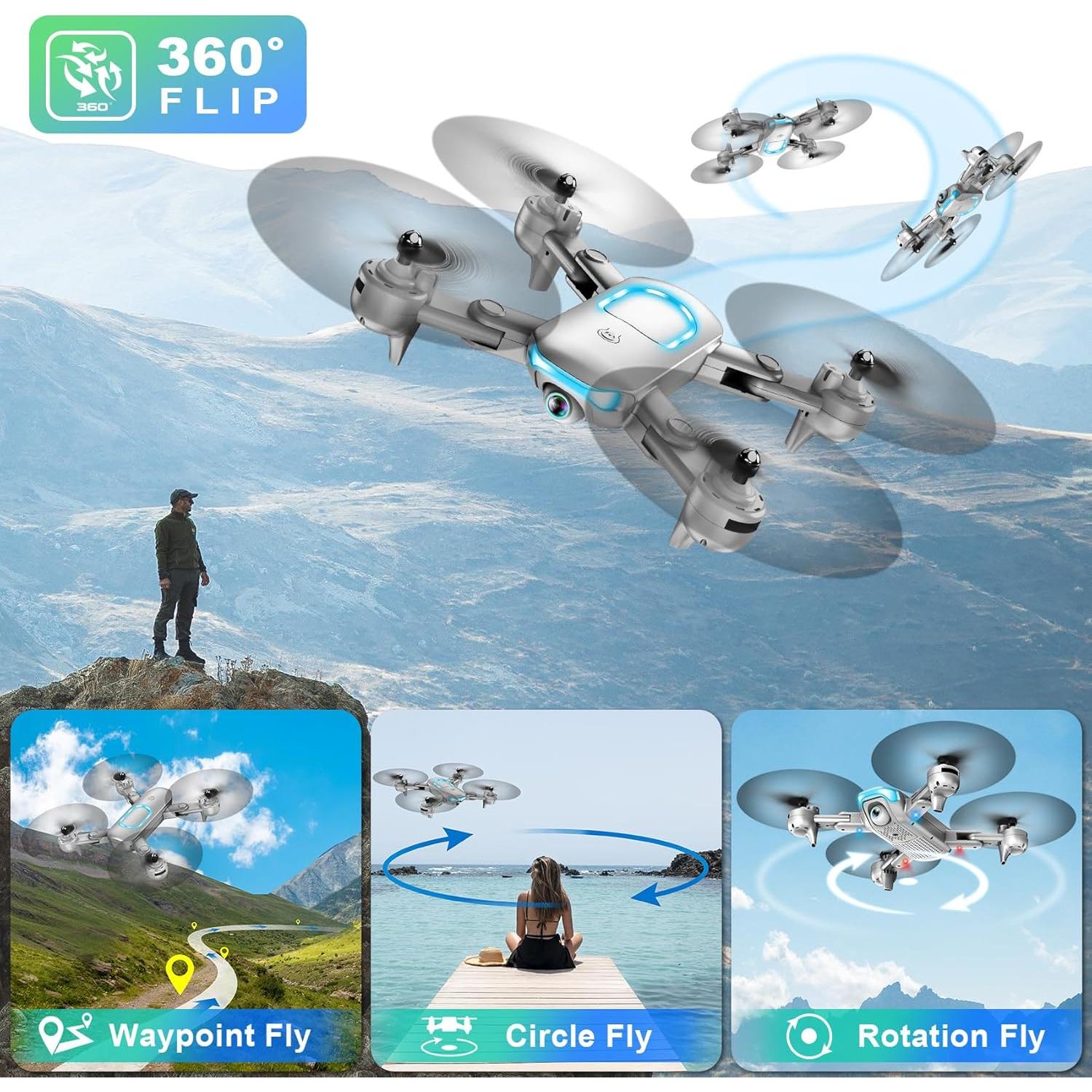 Drone REDRIE JY02 Plegable con Cámara 1080P y 2 Baterías