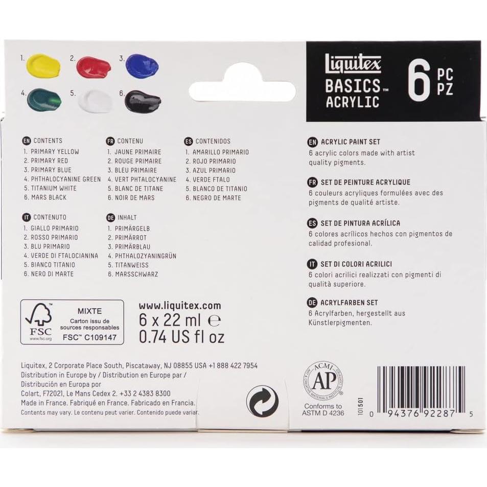 Juego de 12 colores acrílicos Liquitex Basics 22 ml
