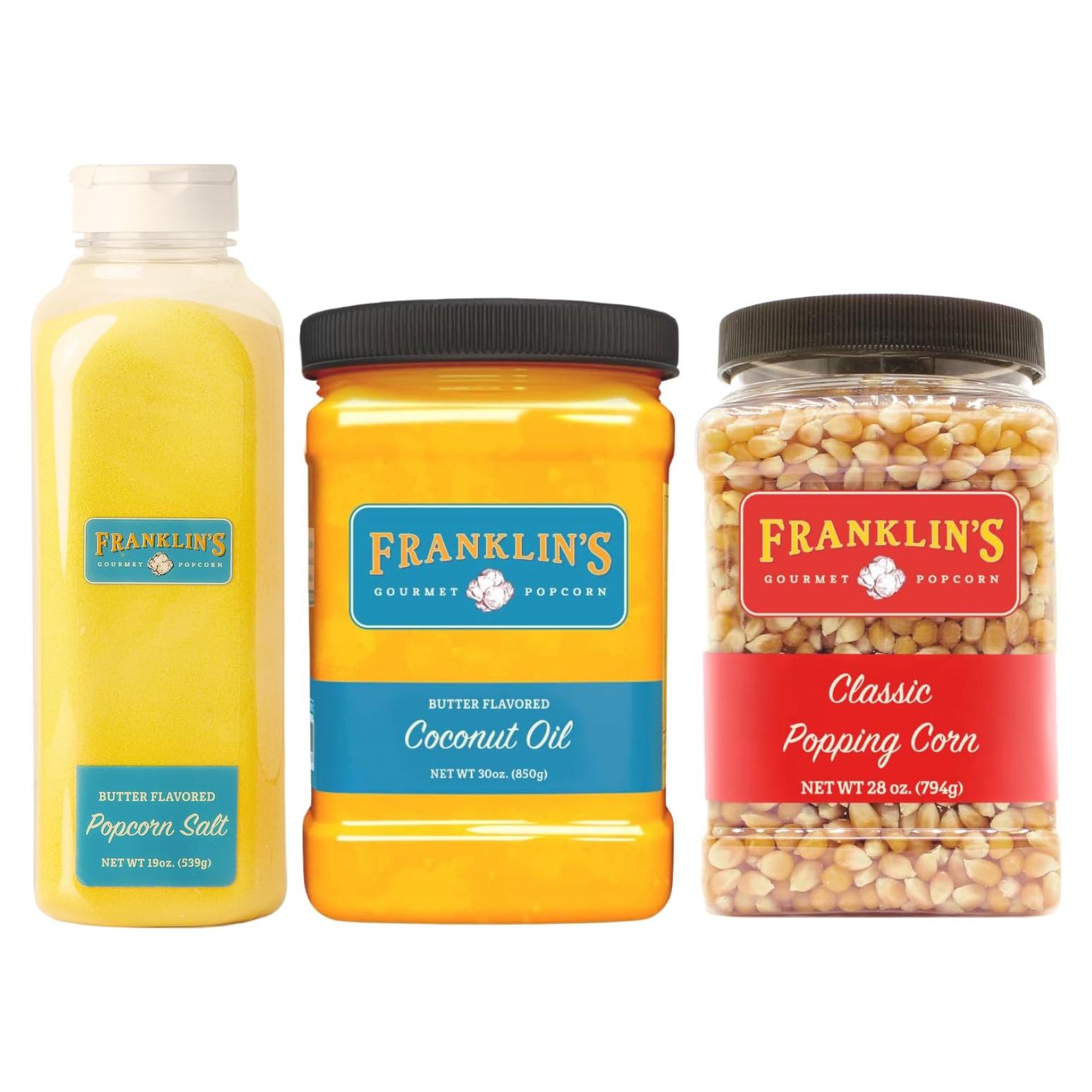 Palomitas Gourmet Franklin 32 oz - Clásico, Sal y Aceite de Coco