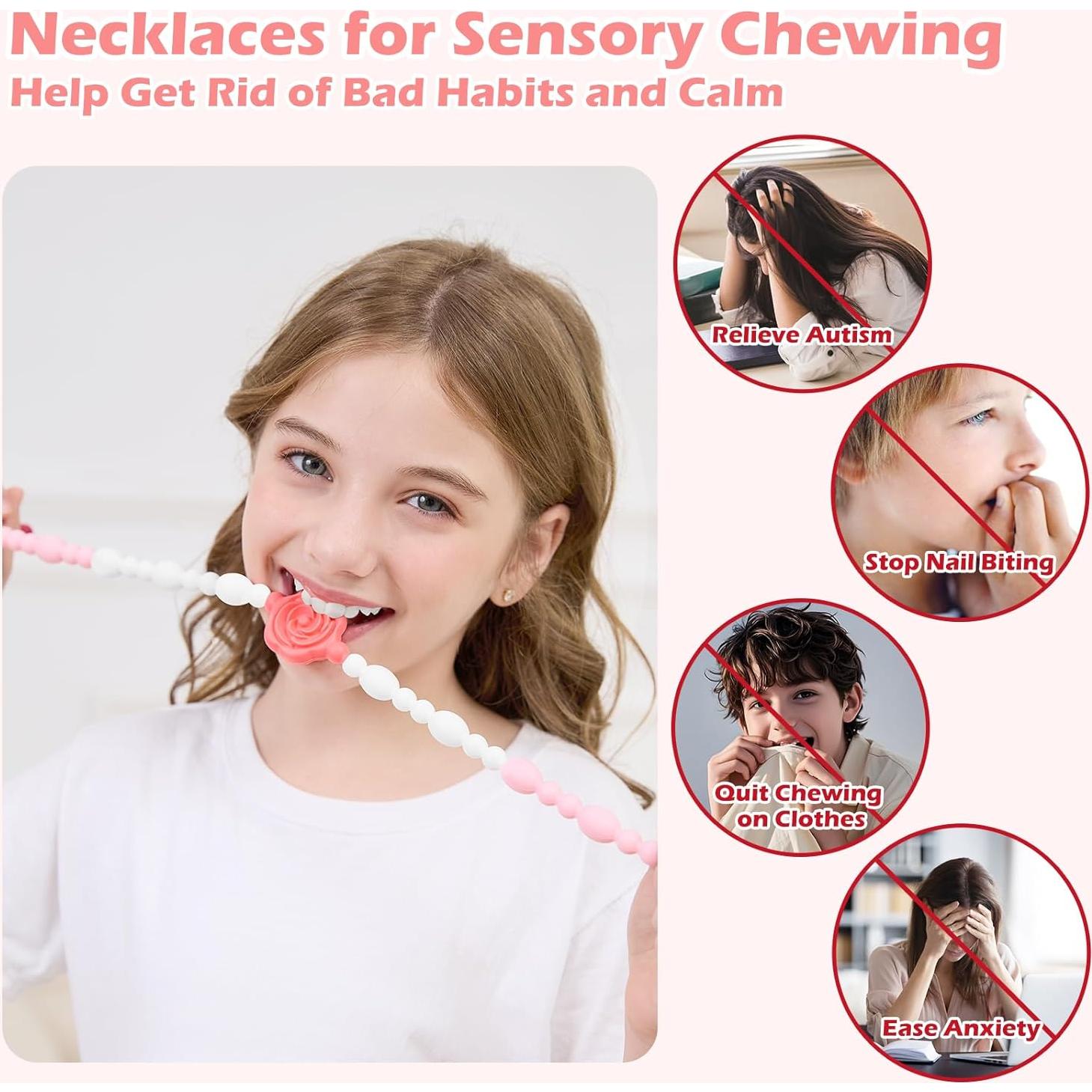 Collares Masticables Sensoriales 2 Piezas Silicona Floral