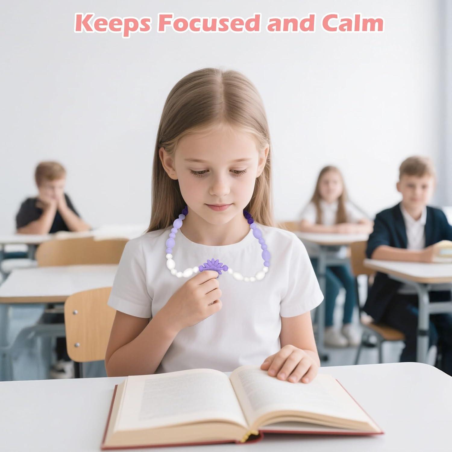 Collares Masticables Sensoriales 2 Piezas Silicona Floral