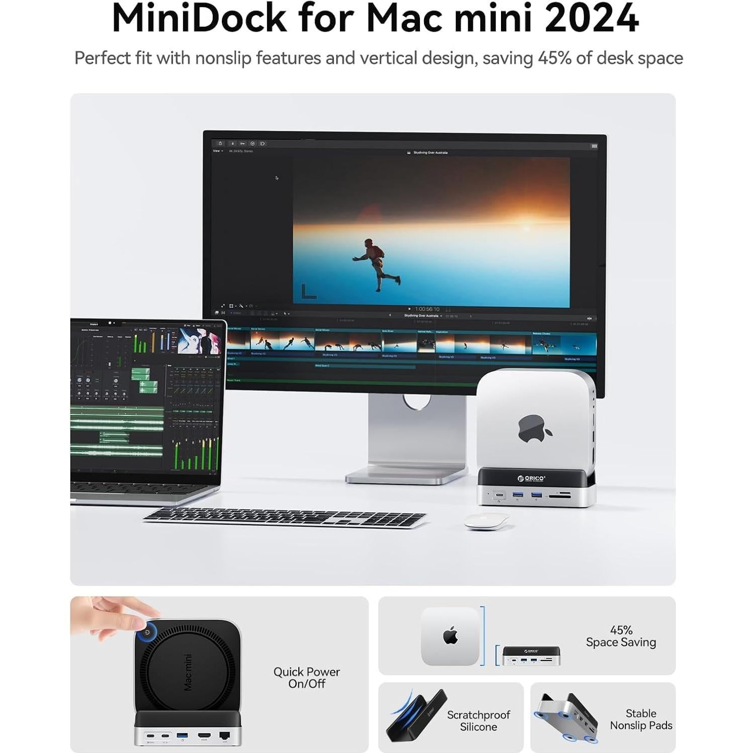 Dock Mini M4 ORICO para Mac Mini 2024, Hub 10-en-1 4K HDMI