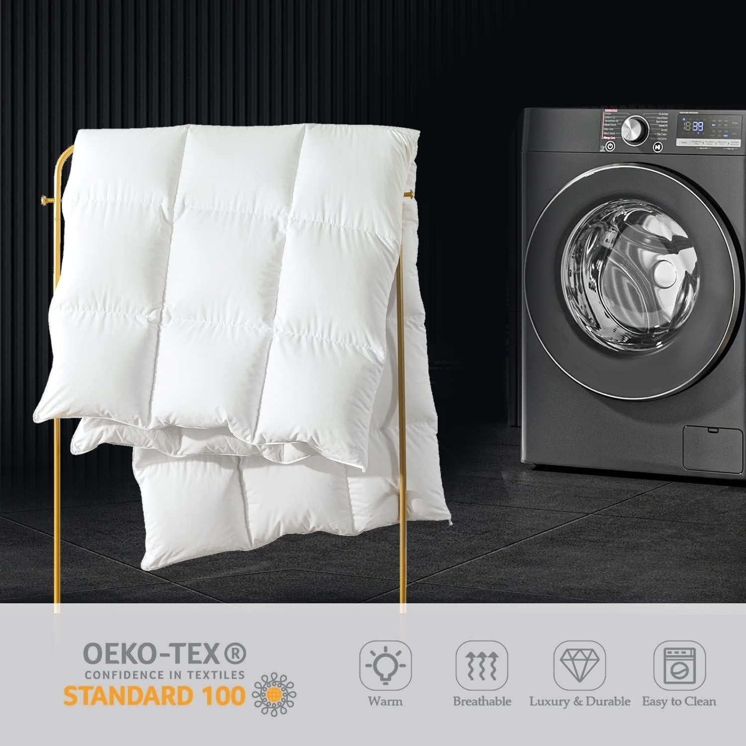 Edredón King WhatsBedding de Plumas y Algodón Blanco 269x229cm