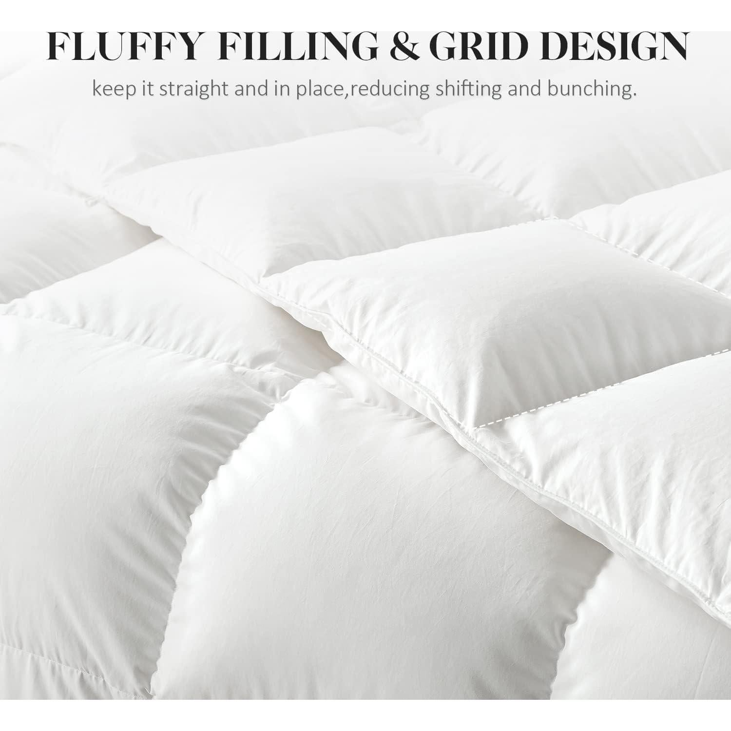 Edredón King WhatsBedding de Plumas y Algodón Blanco 269x229cm