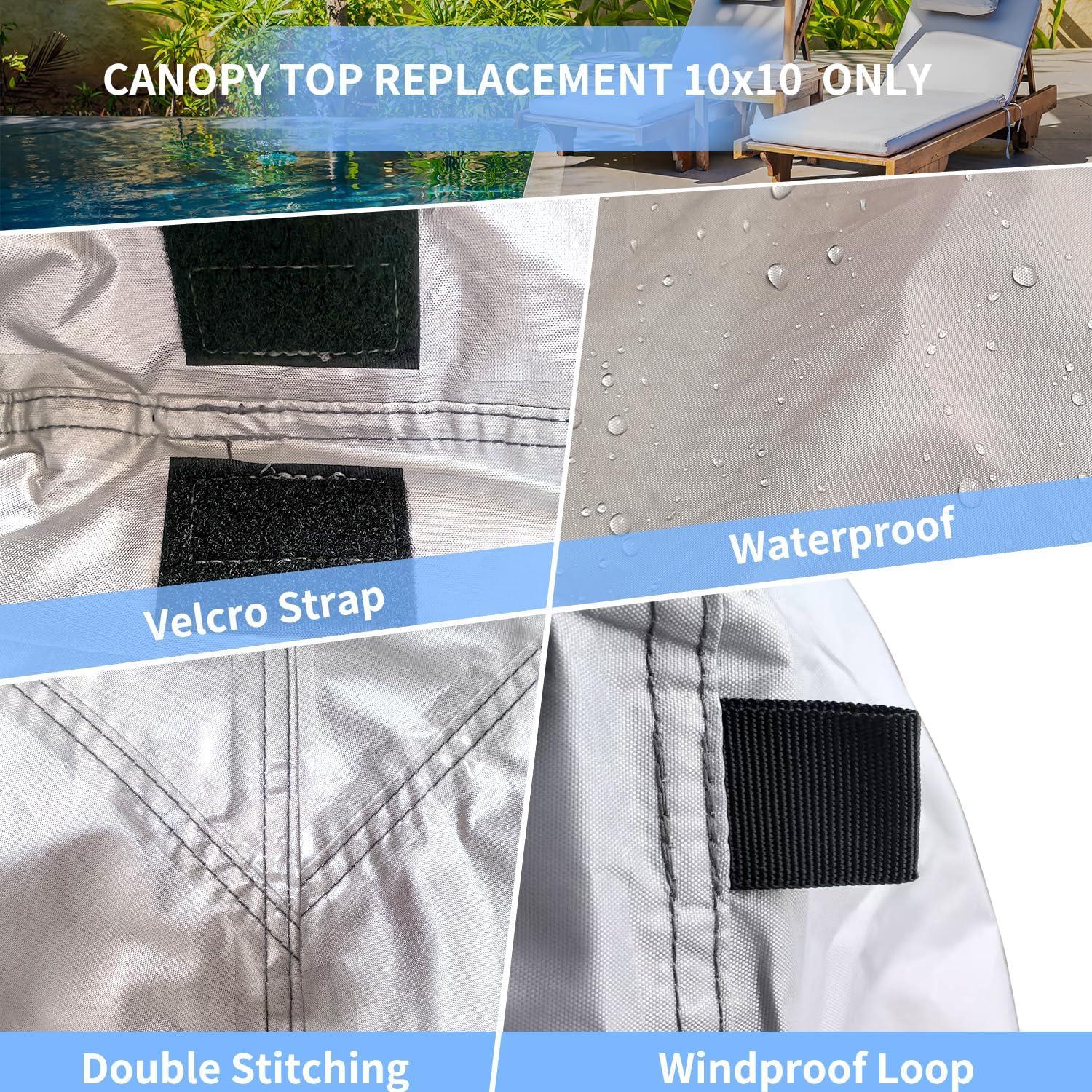 Cubierta de Reemplazo para Carpa 10x10 JOSIVIKY Gris Impermeable