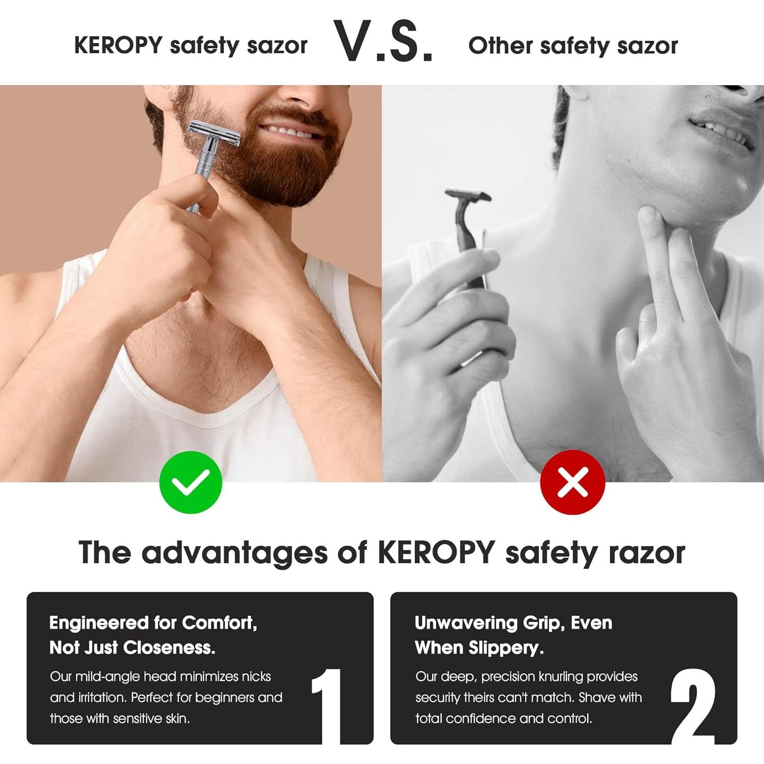 Razor de Seguridad Mariposa Keropy Acero Inoxidable 10 Cuchillas