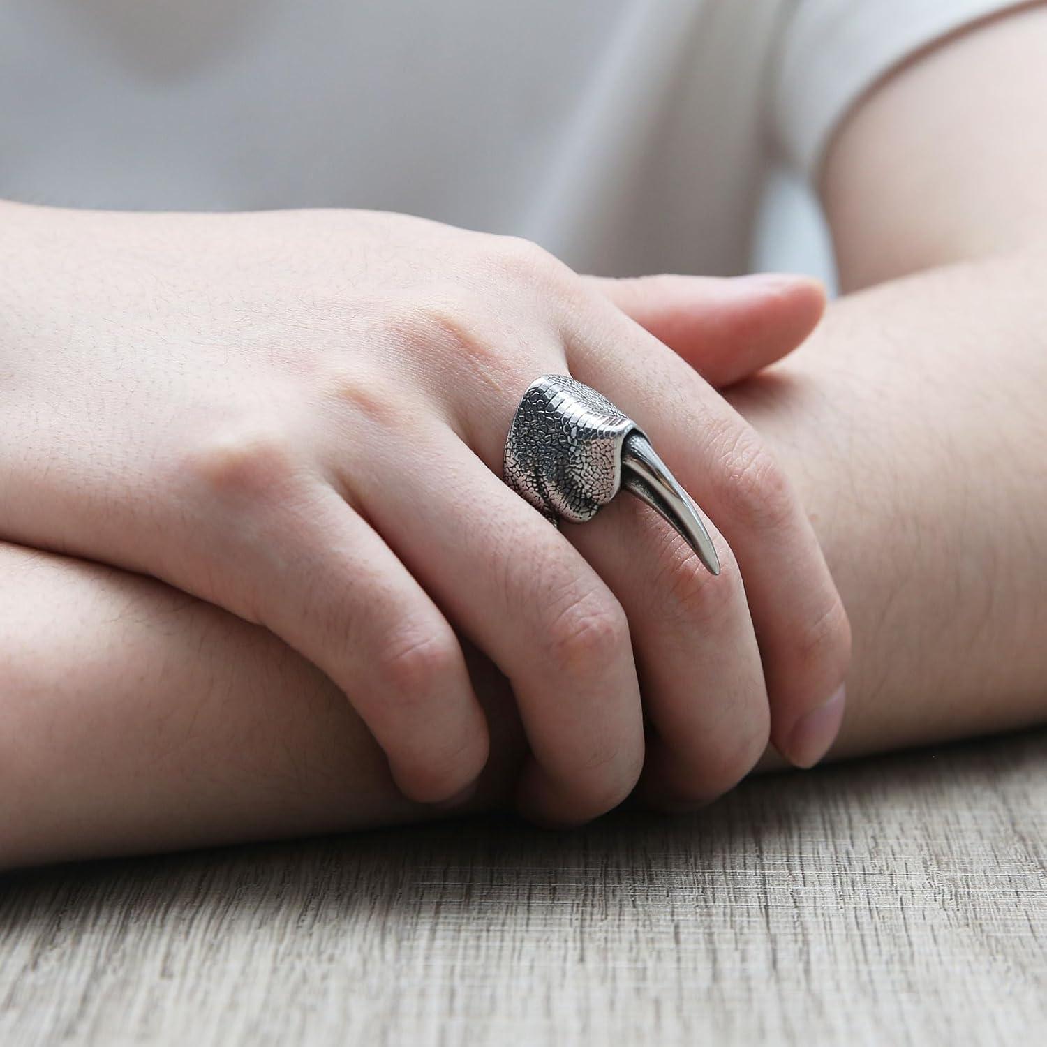 Anillo de Garra de Dragón HZMAN para Hombres de Acero Inoxidable