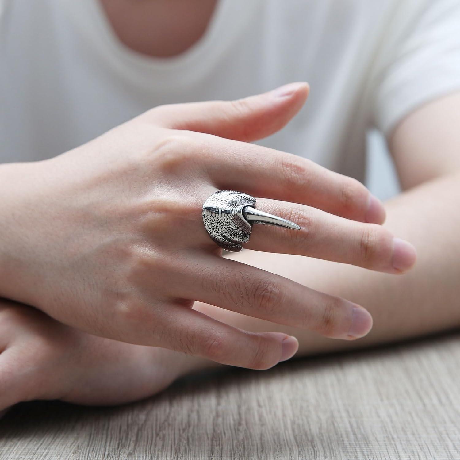 Anillo de Garra de Dragón HZMAN para Hombres de Acero Inoxidable